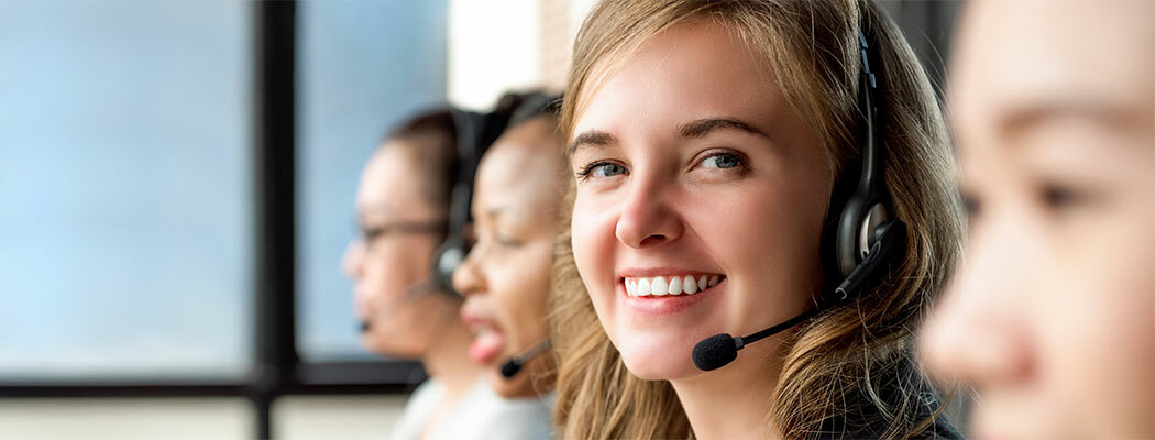 Friendly customer service representative smiling