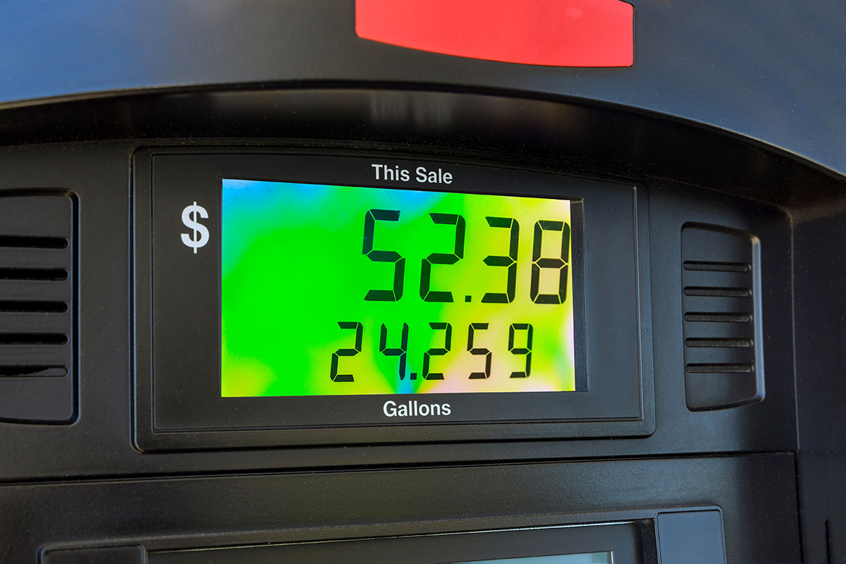 Digits counter of petrol pump by gasoline station. fuel tax reporting
