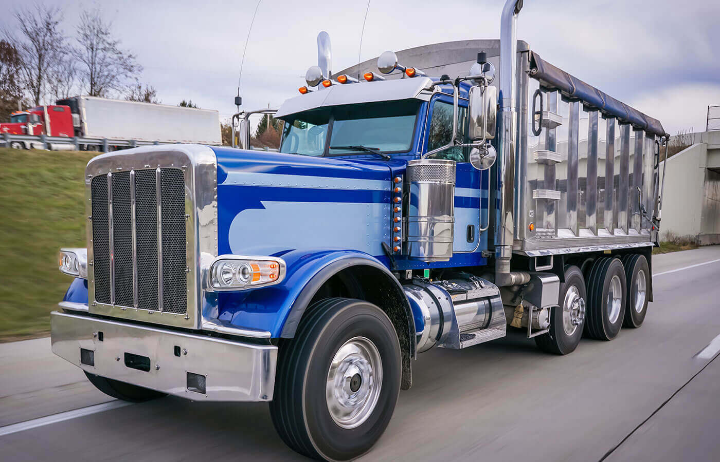 Large truck transporting heavy materials