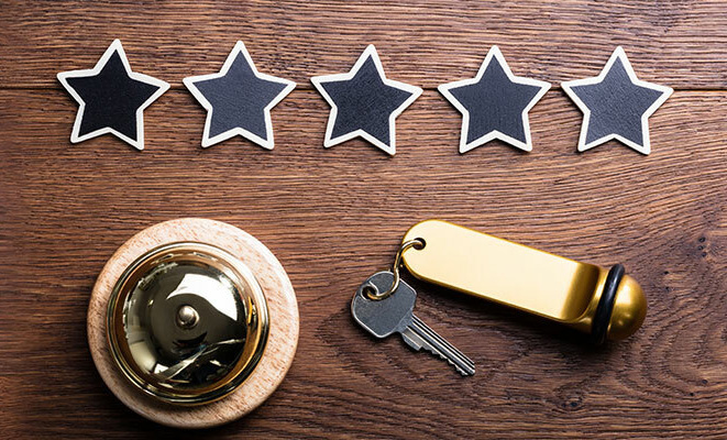 hotel keys and desk bell for hospitality industry