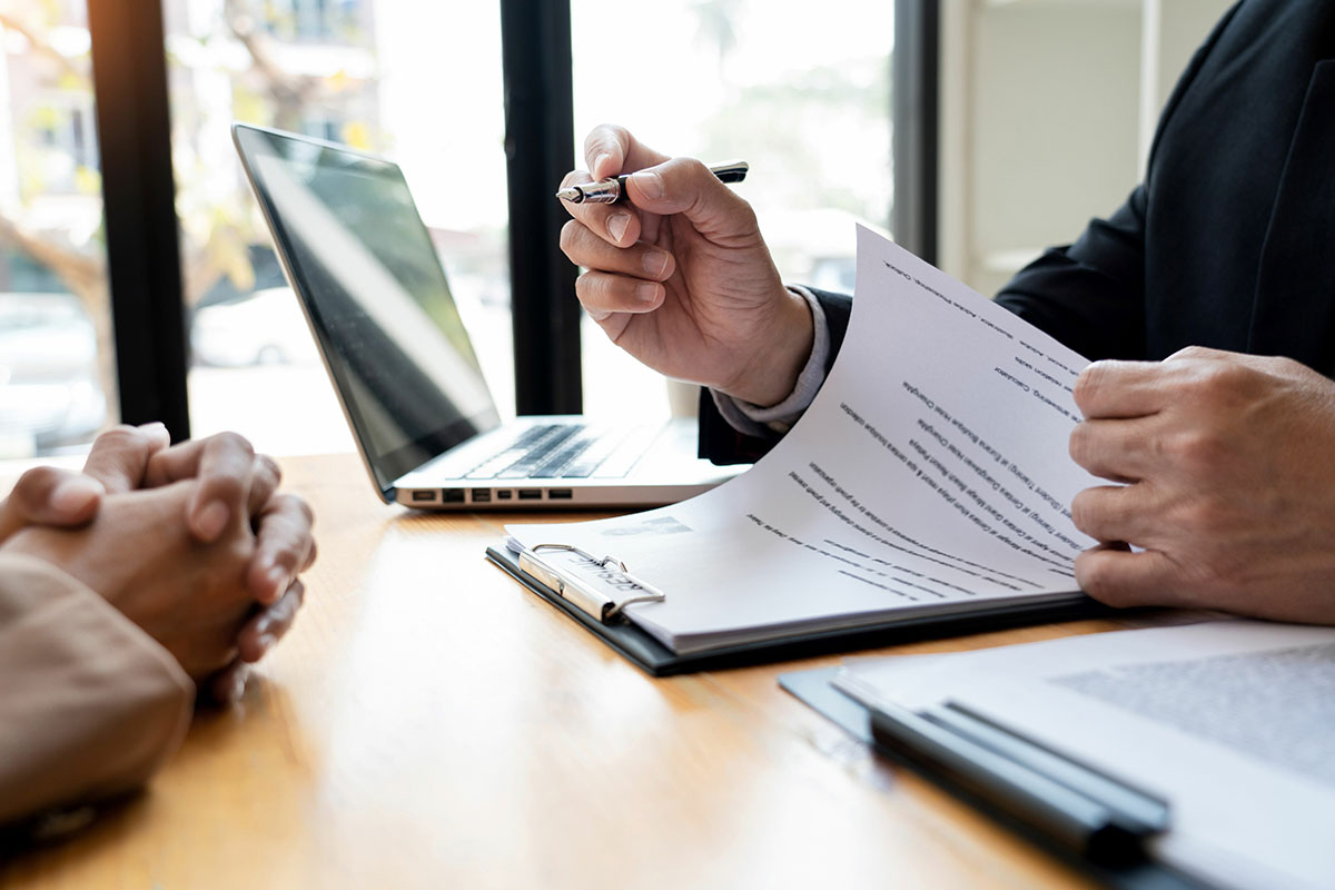 business professional conducting interview