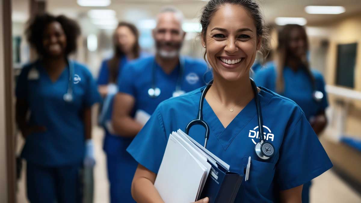 DISA nurses walking towards the camera ready to report for duty