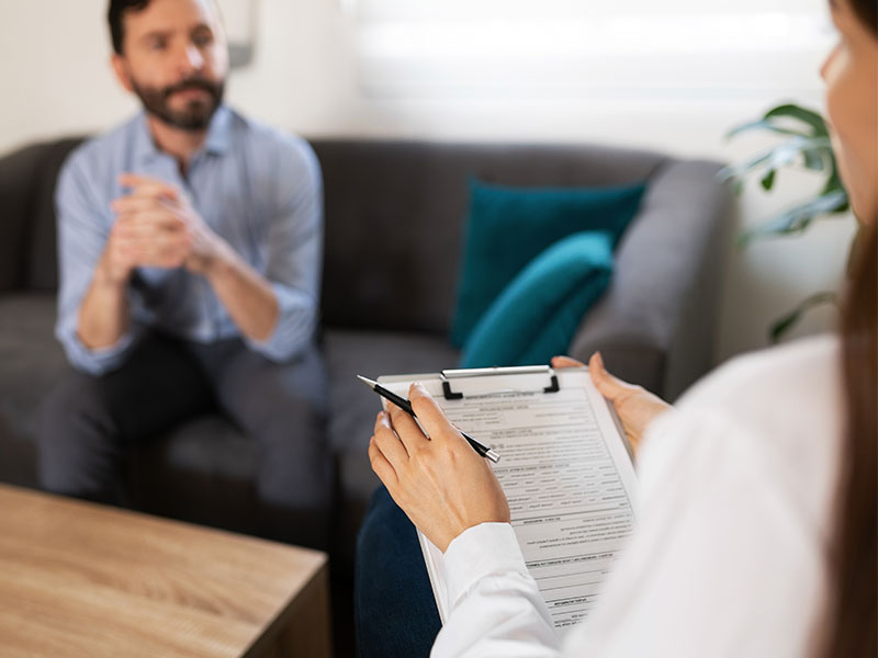 substance abuse professional (SAP) talking to patient