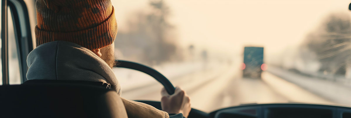 Truck driver paying attention to road safety