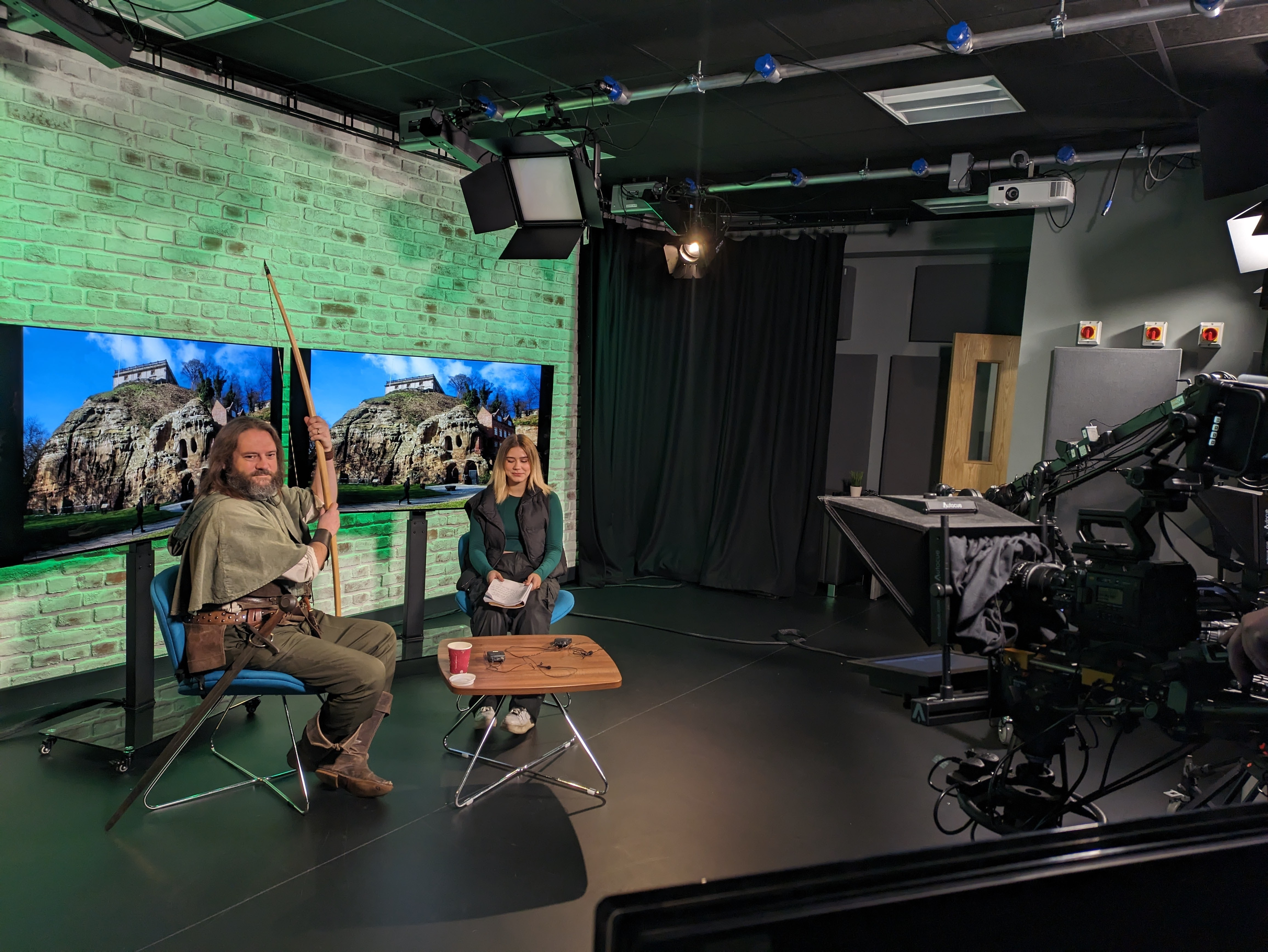 Robin Hood being interviewed at the City Hub