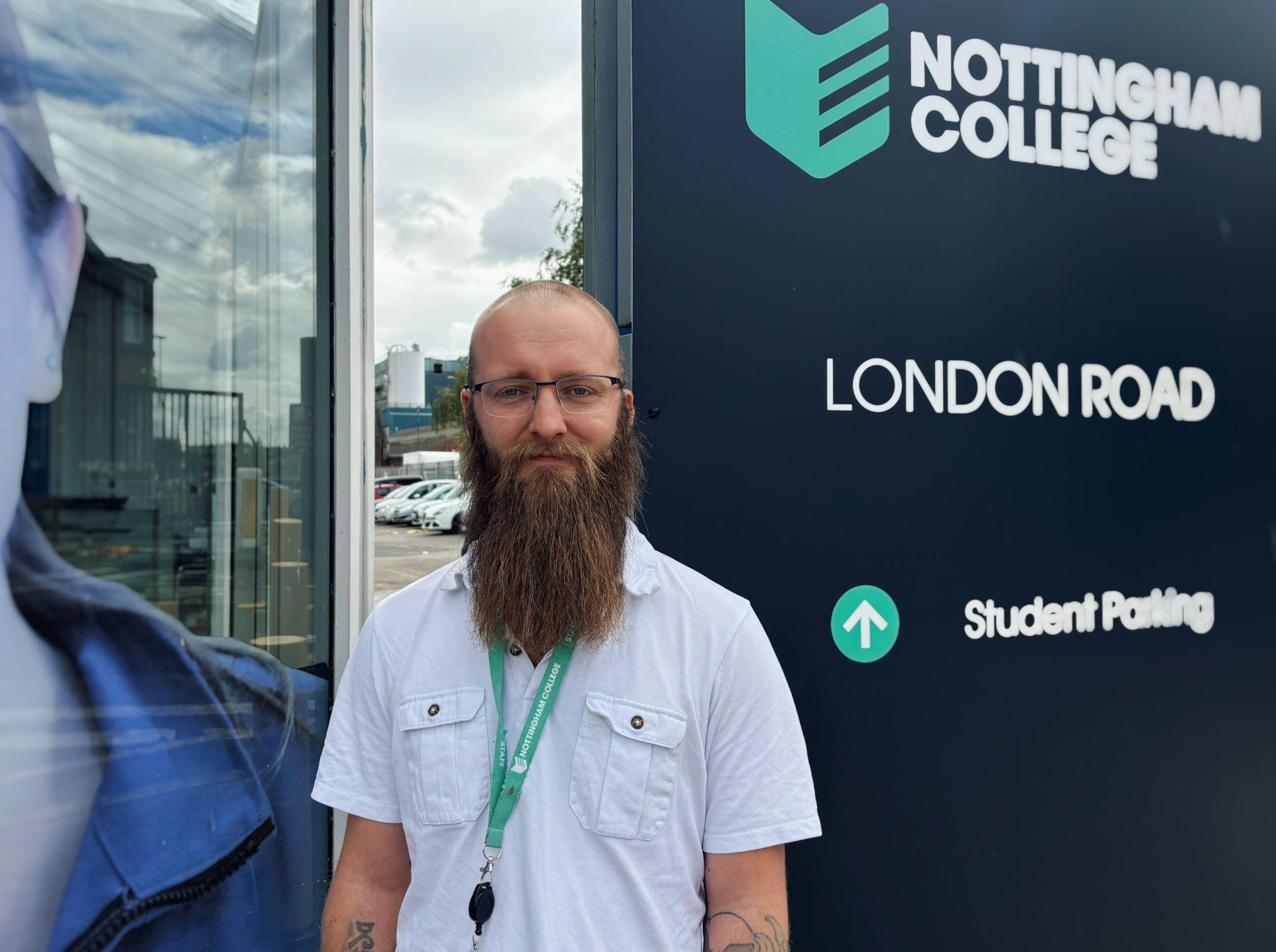 A picture of Corey outside our London Road campus.