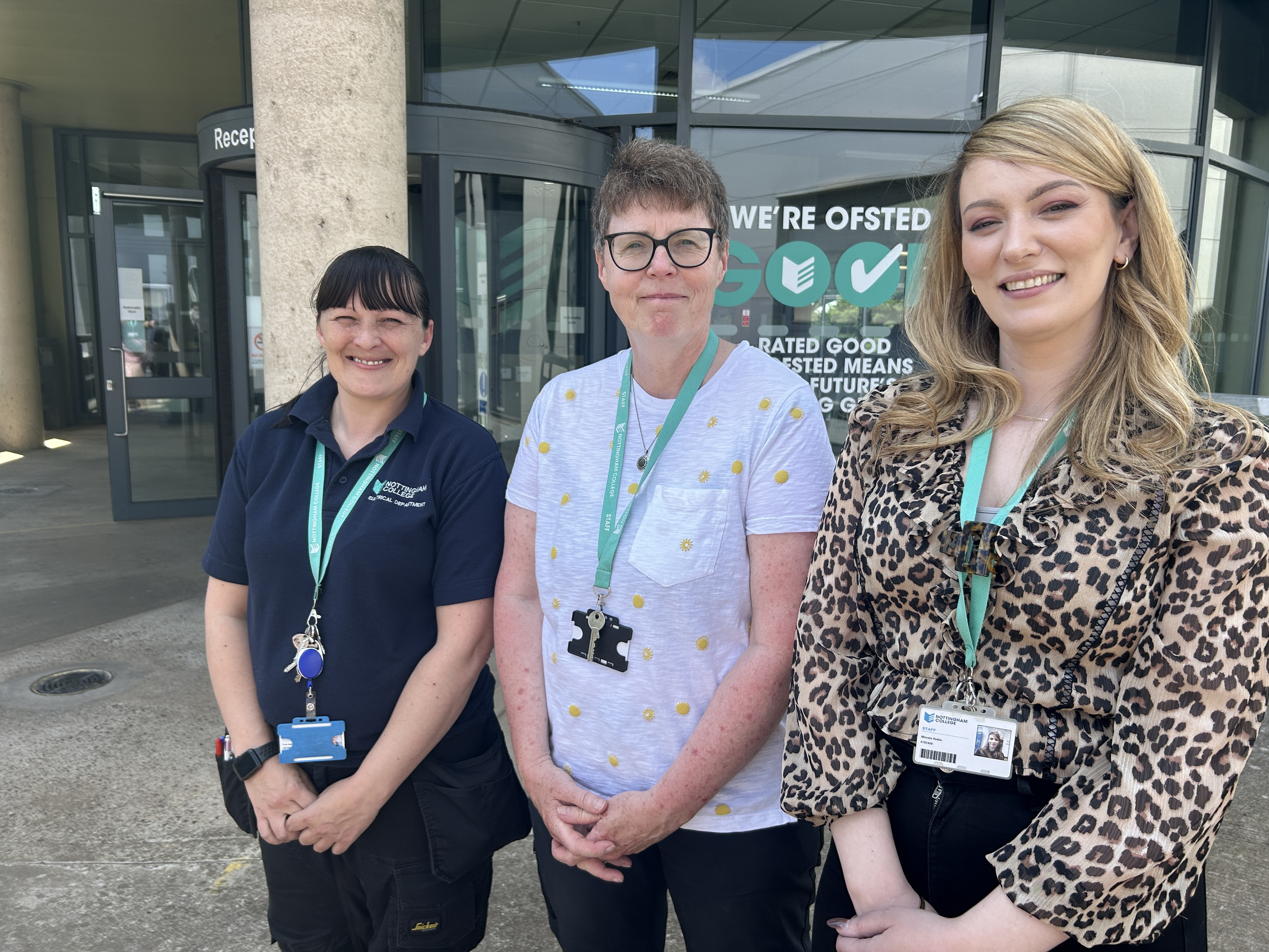Staff standing outside the Highfields campus