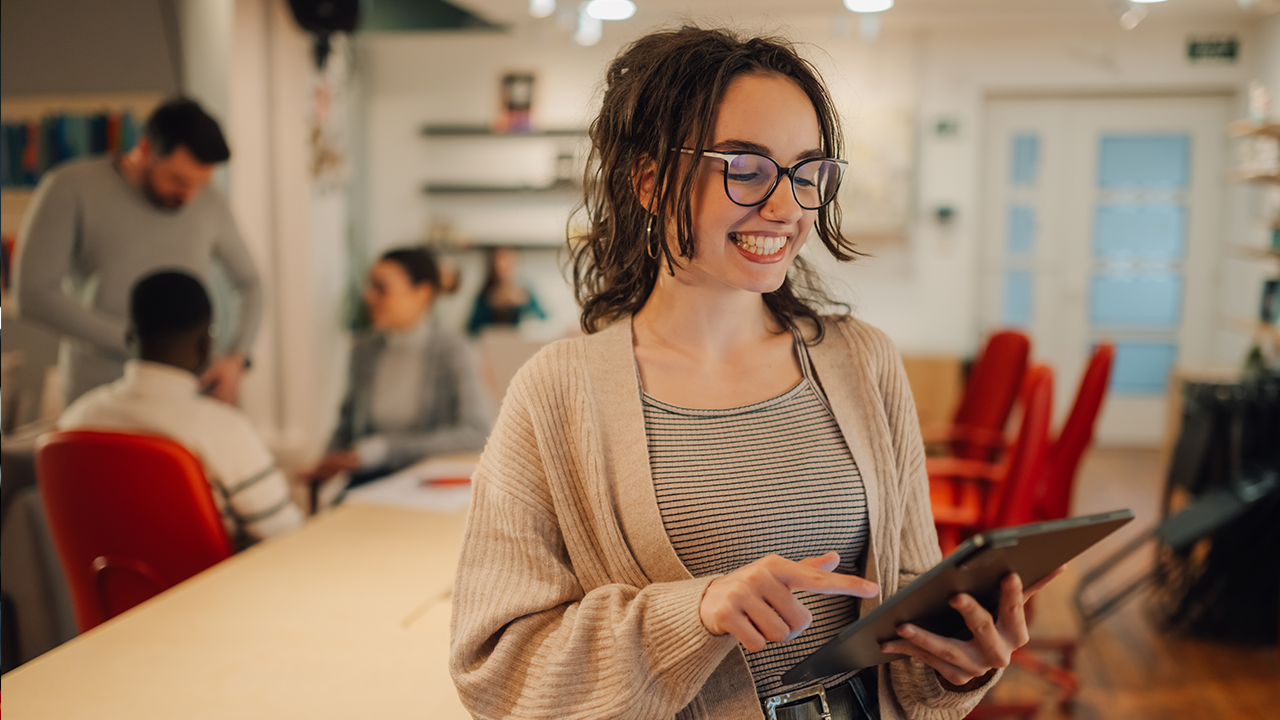 Happy female in the workplace