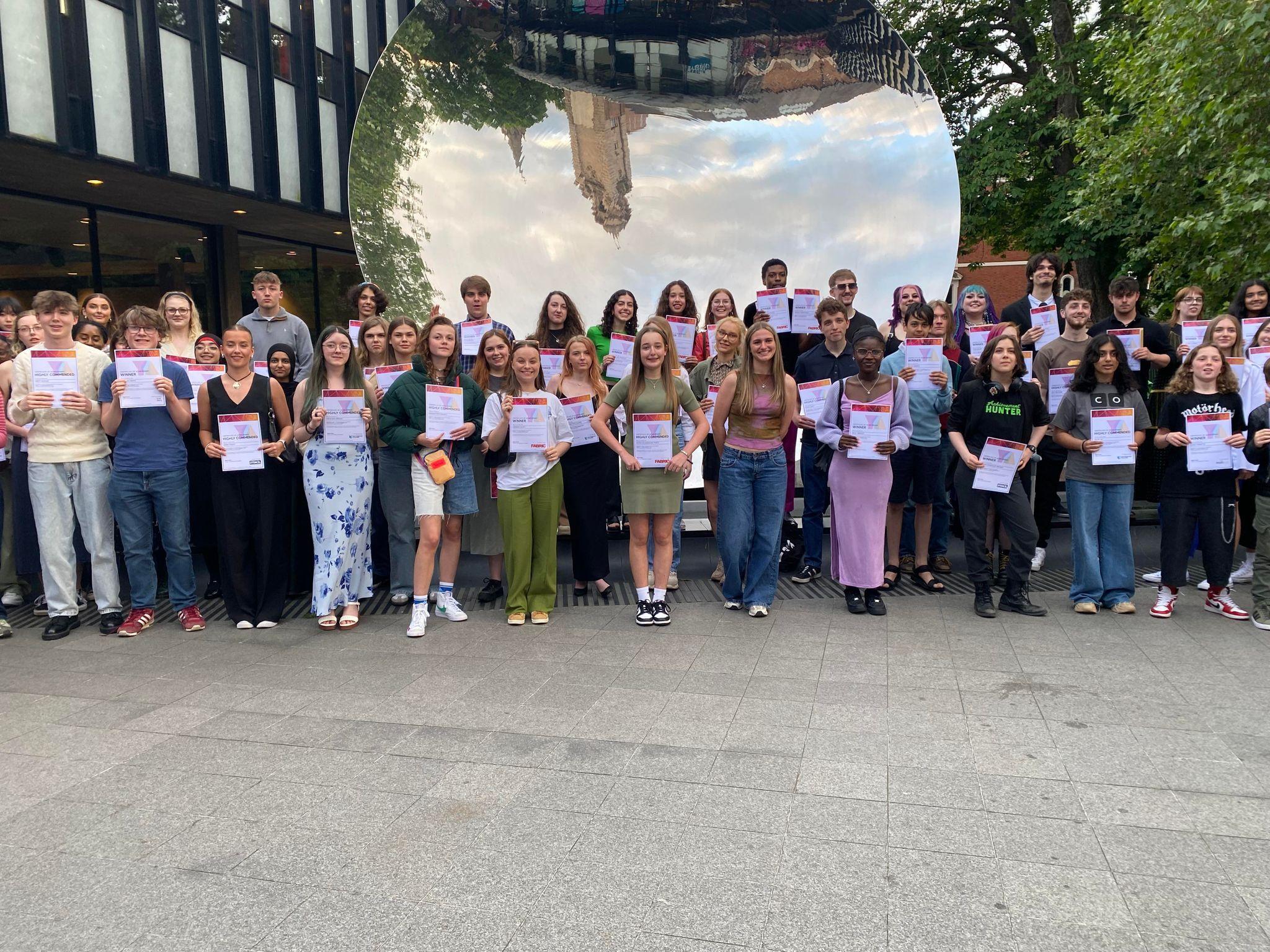 Students standing in front of the mirror at the Nottingham Playhouse