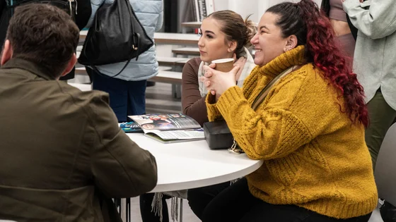 Mature students in the canteen at the City Hub