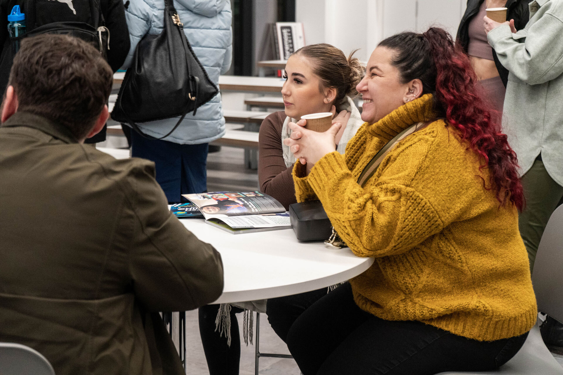 Mature students in the canteen at the City Hub