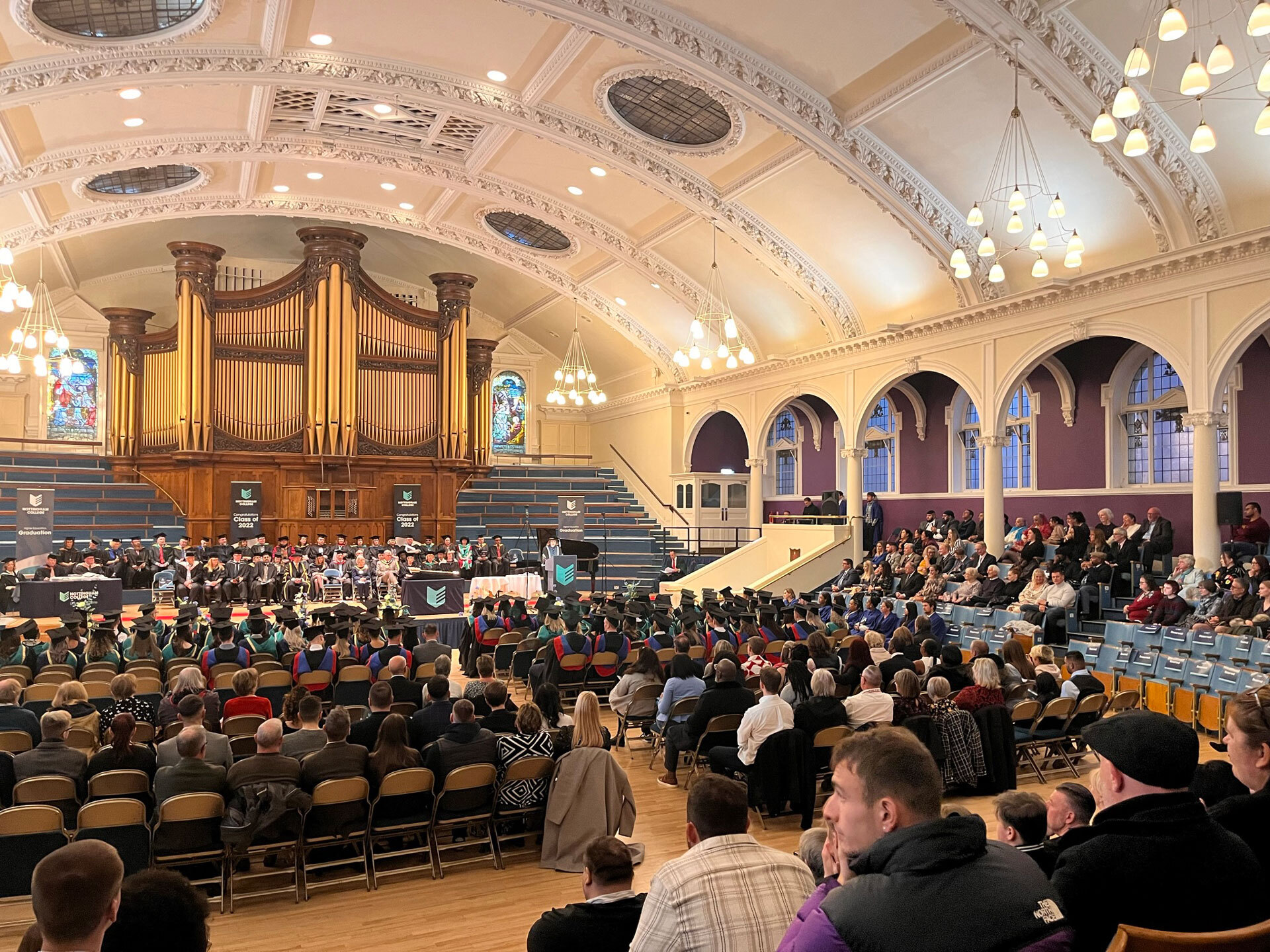 Students at their graduation in the Albert Hall in Nottingham.