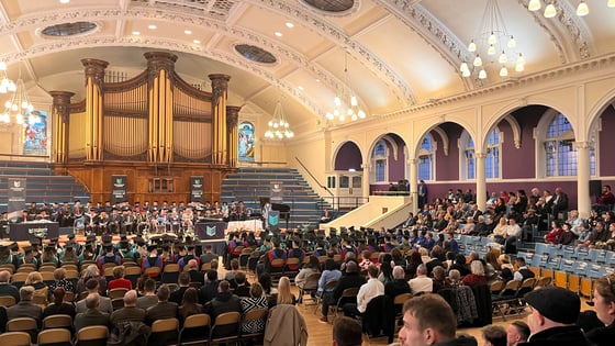 Students at their graduation in the Albert Hall in Nottingham.