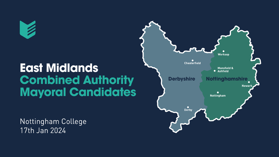 East Midlands Combined Authority Mayoral Candidates hustings banner
