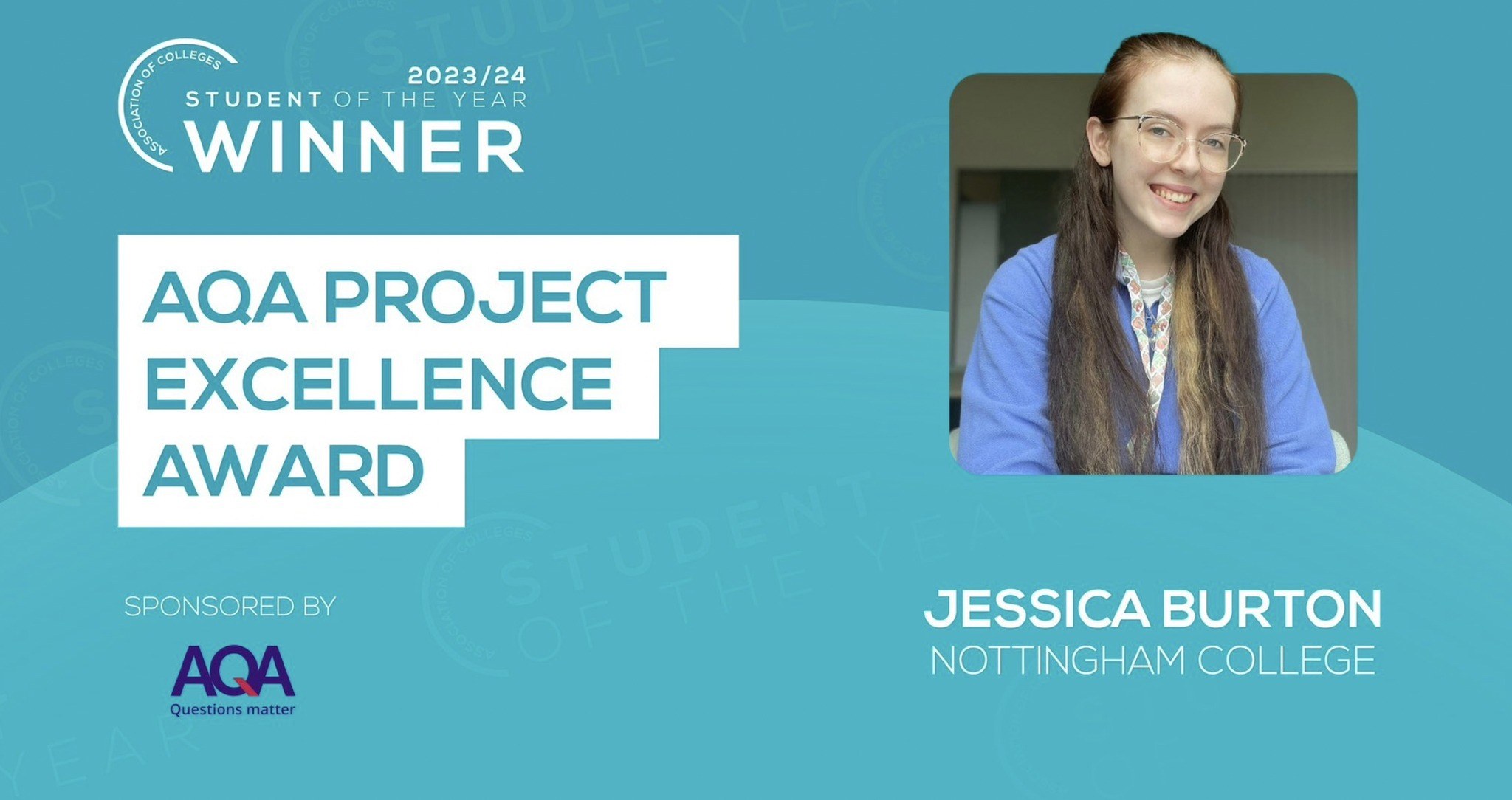 Jessica Burton, winner of the AQA Project Excellence Award