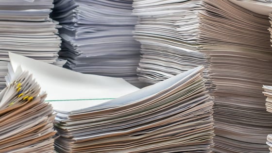 Multiple stacks of paper