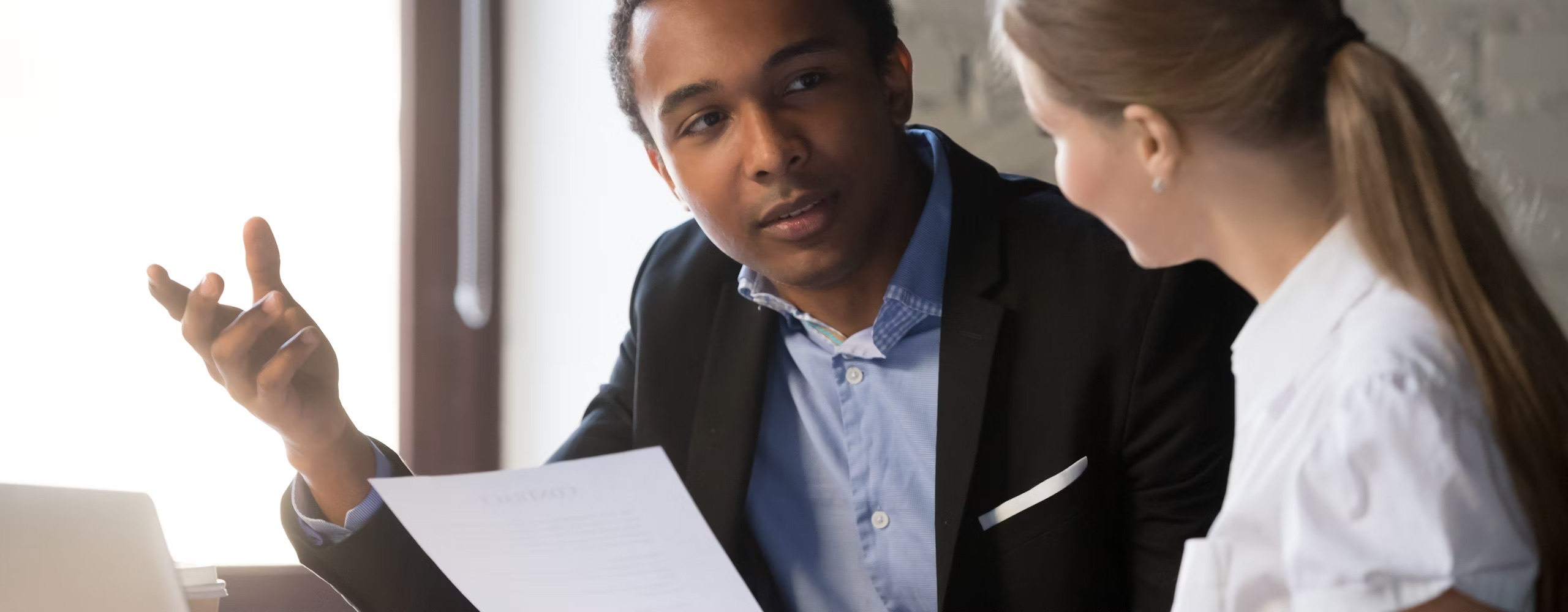 Two people talking to each other