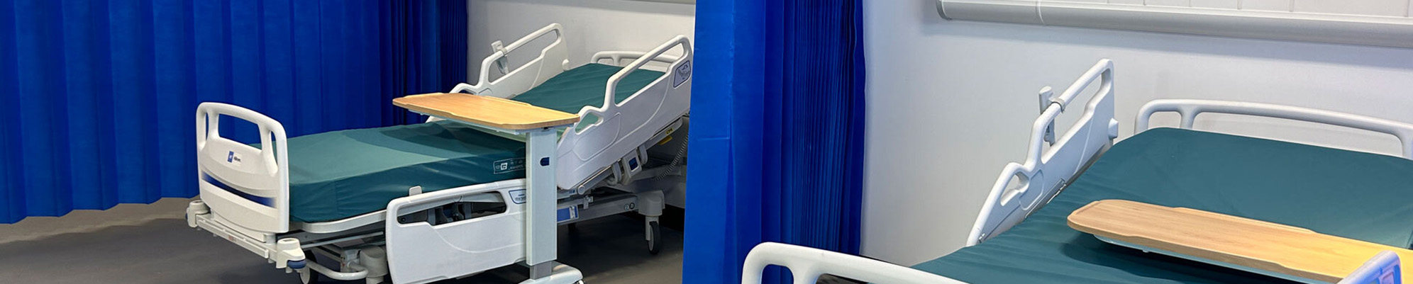 Mock hospital beds in our healthcare hub