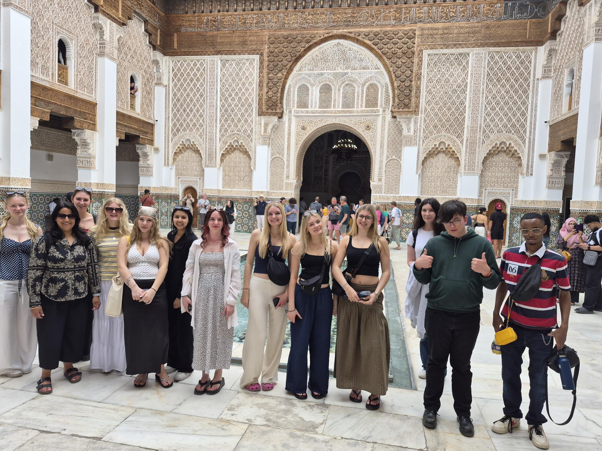 Nottingham college students in public building, Morocco.