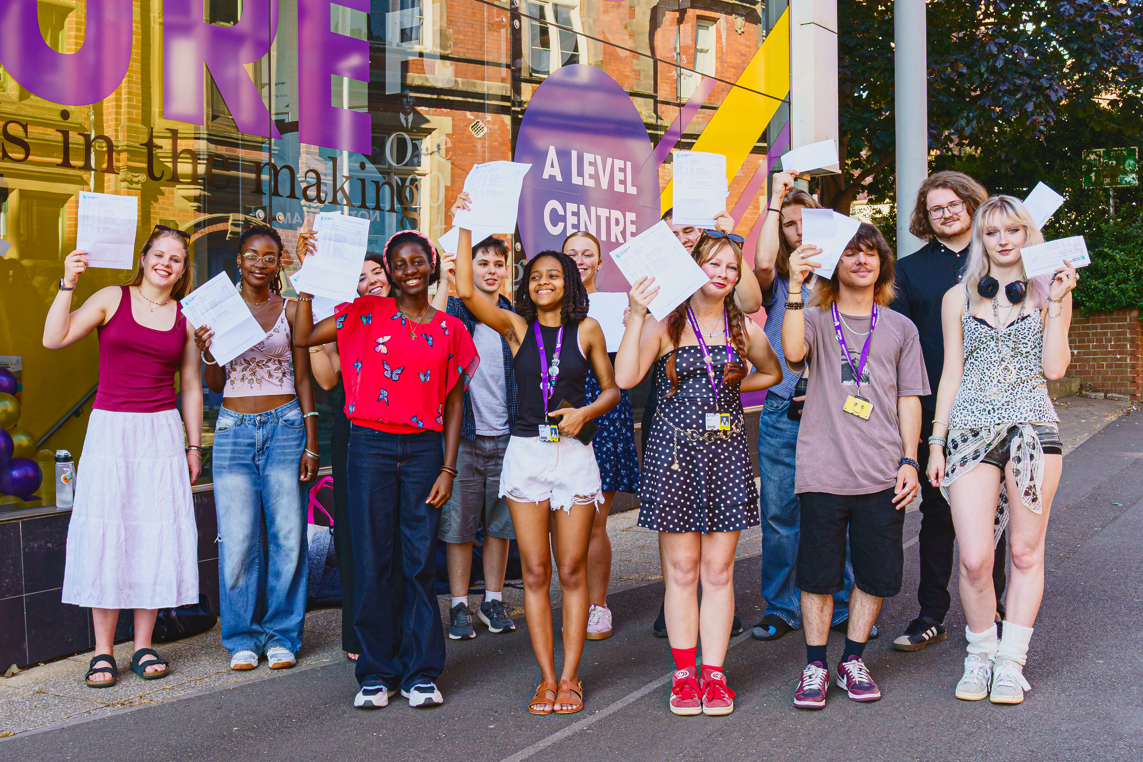 Students pose with their results