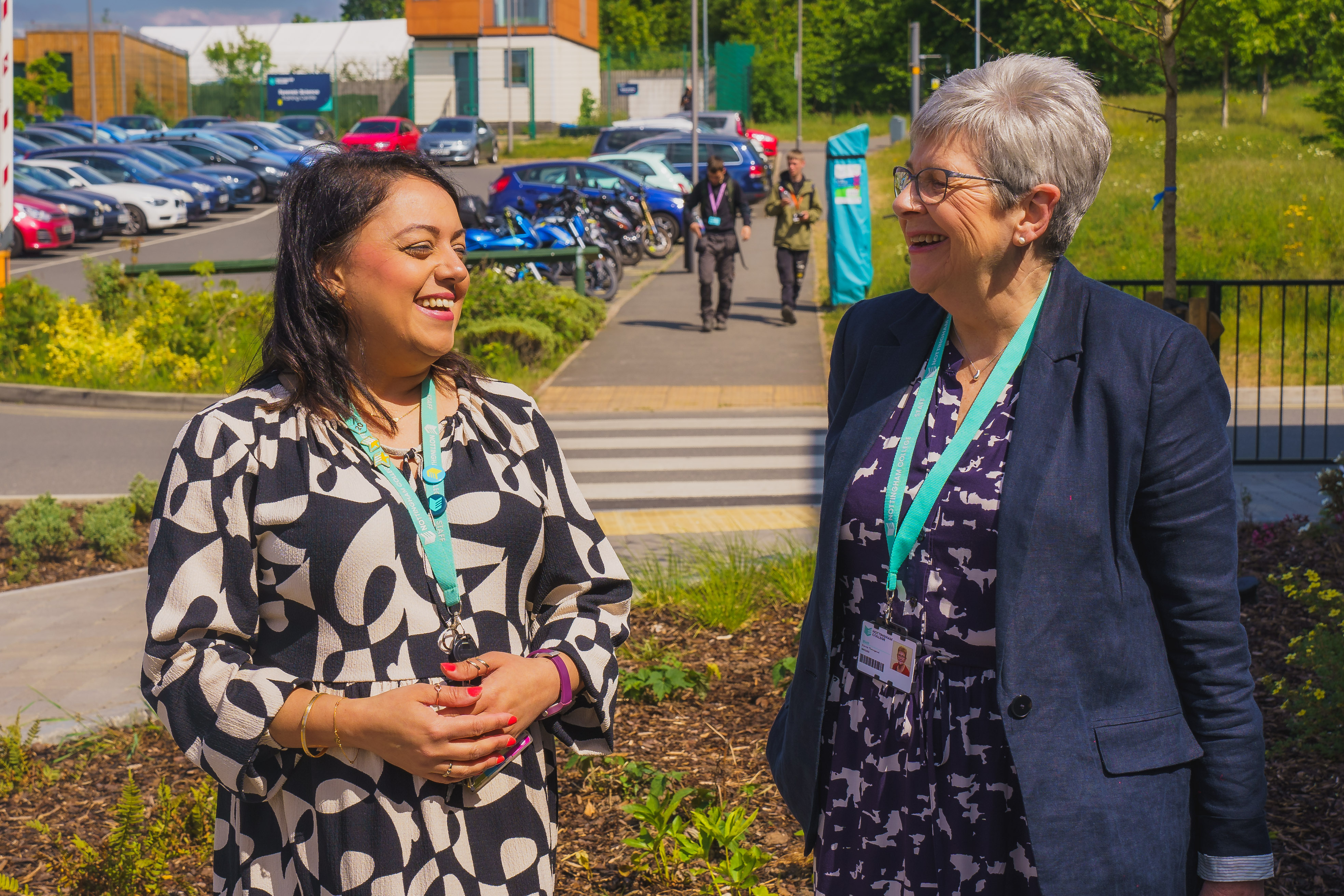 Zubia Haque and Carole Thorogood speaking and smiling