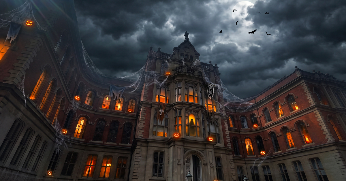 Adams Building Stoney Streeyt entrance with Halloween themed elements