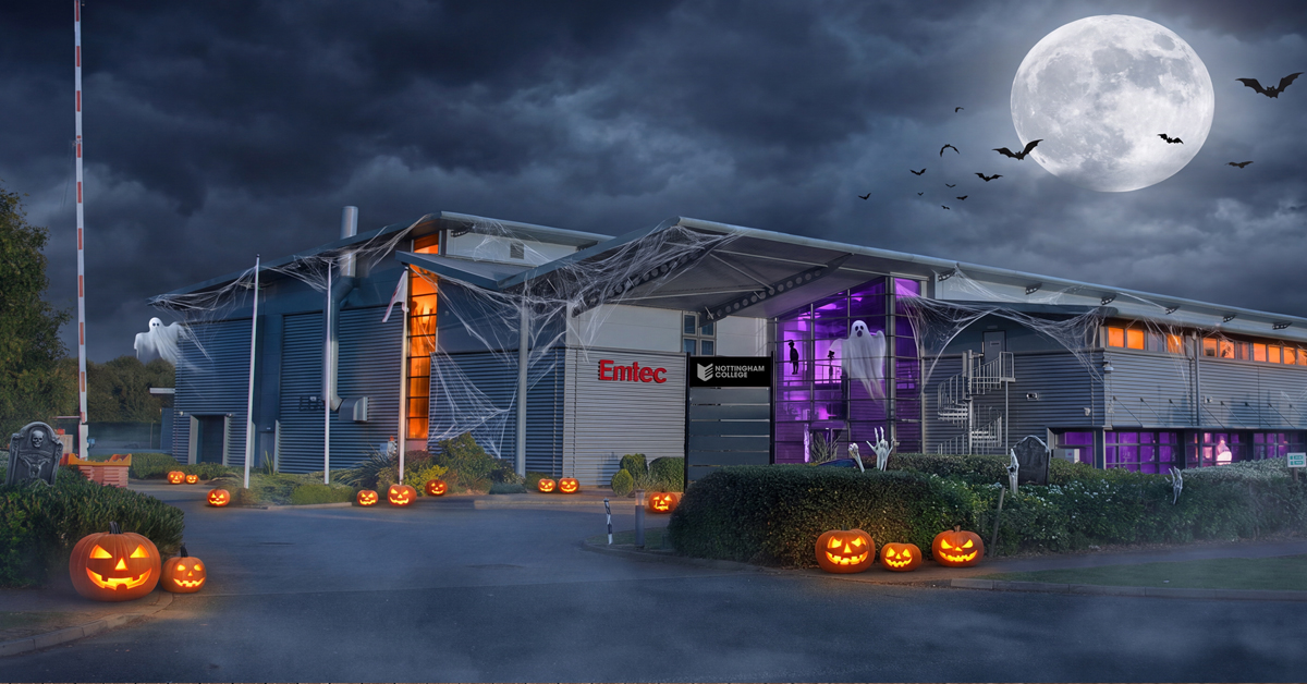 Ruddington with Halloween themed elements