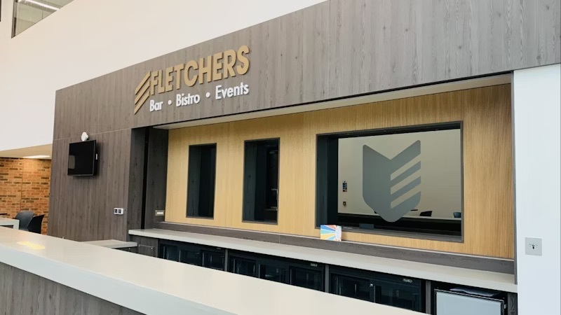 The bar at the Fletchers restaurant in the City Hub.