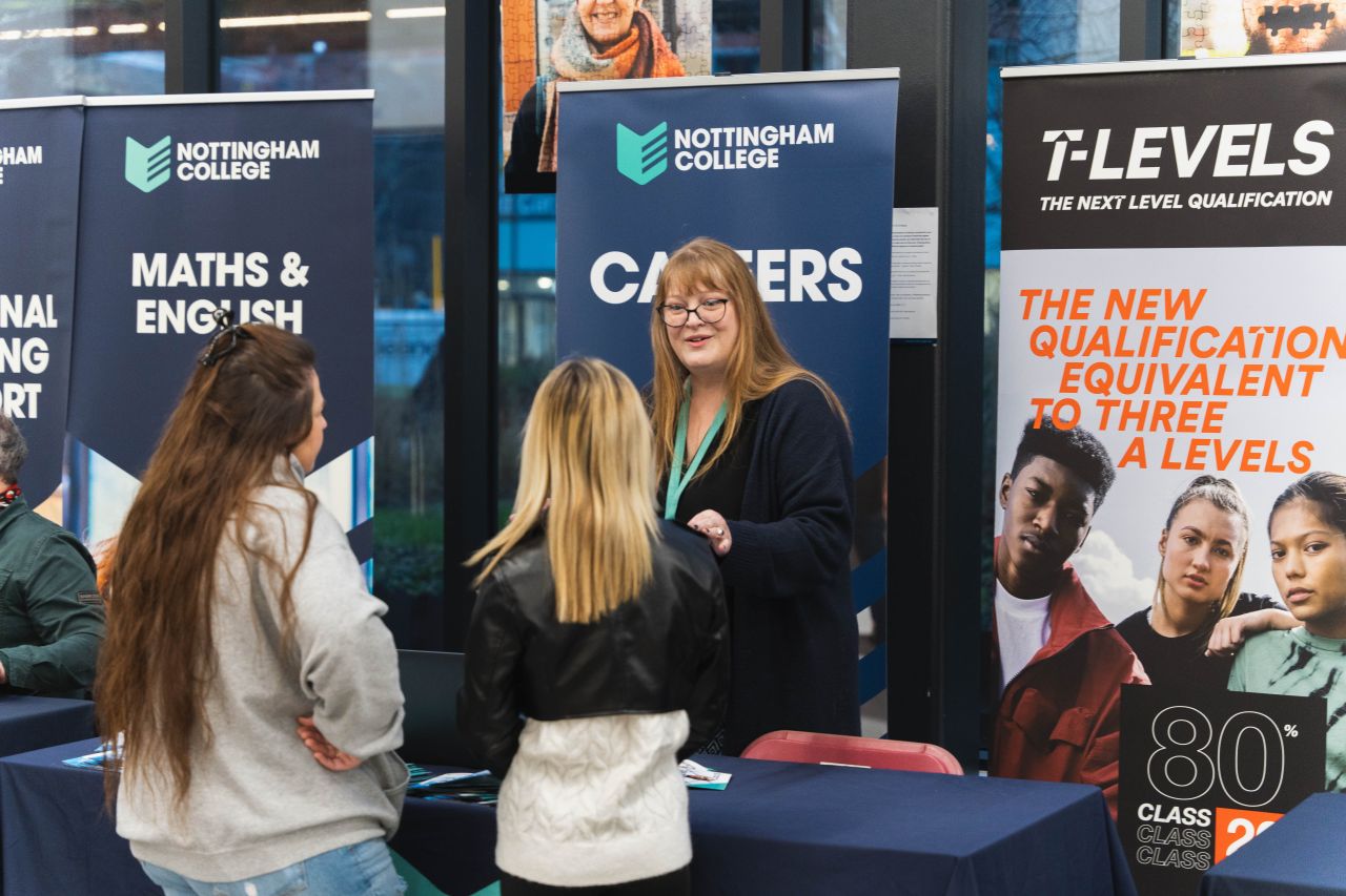 Careers team at an event talking to people.