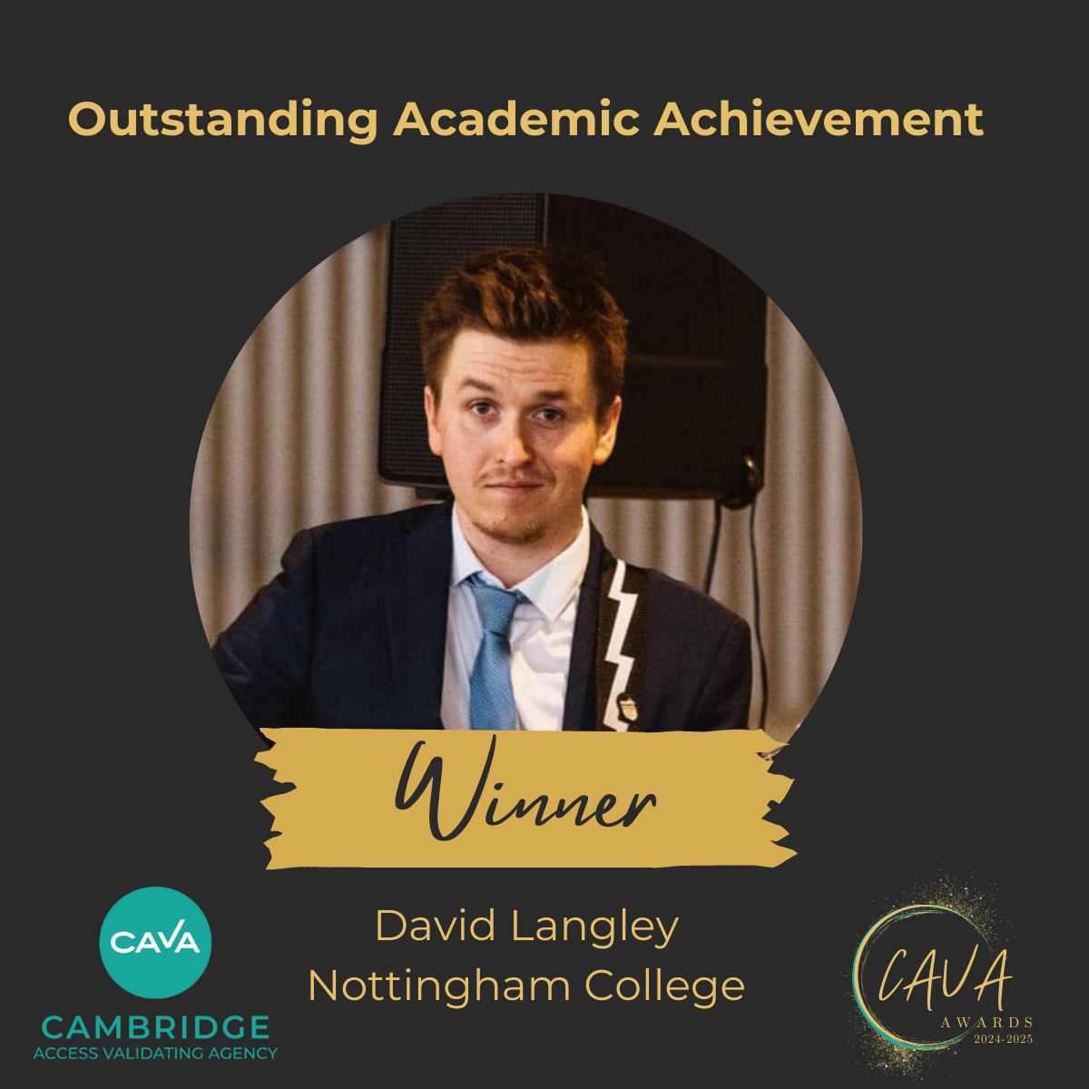 David Langley, winner of the CAVA Outstanding Academic Achievement Award