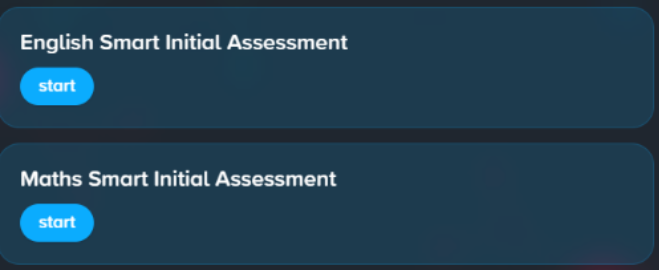English and Maths initial assessment start screen