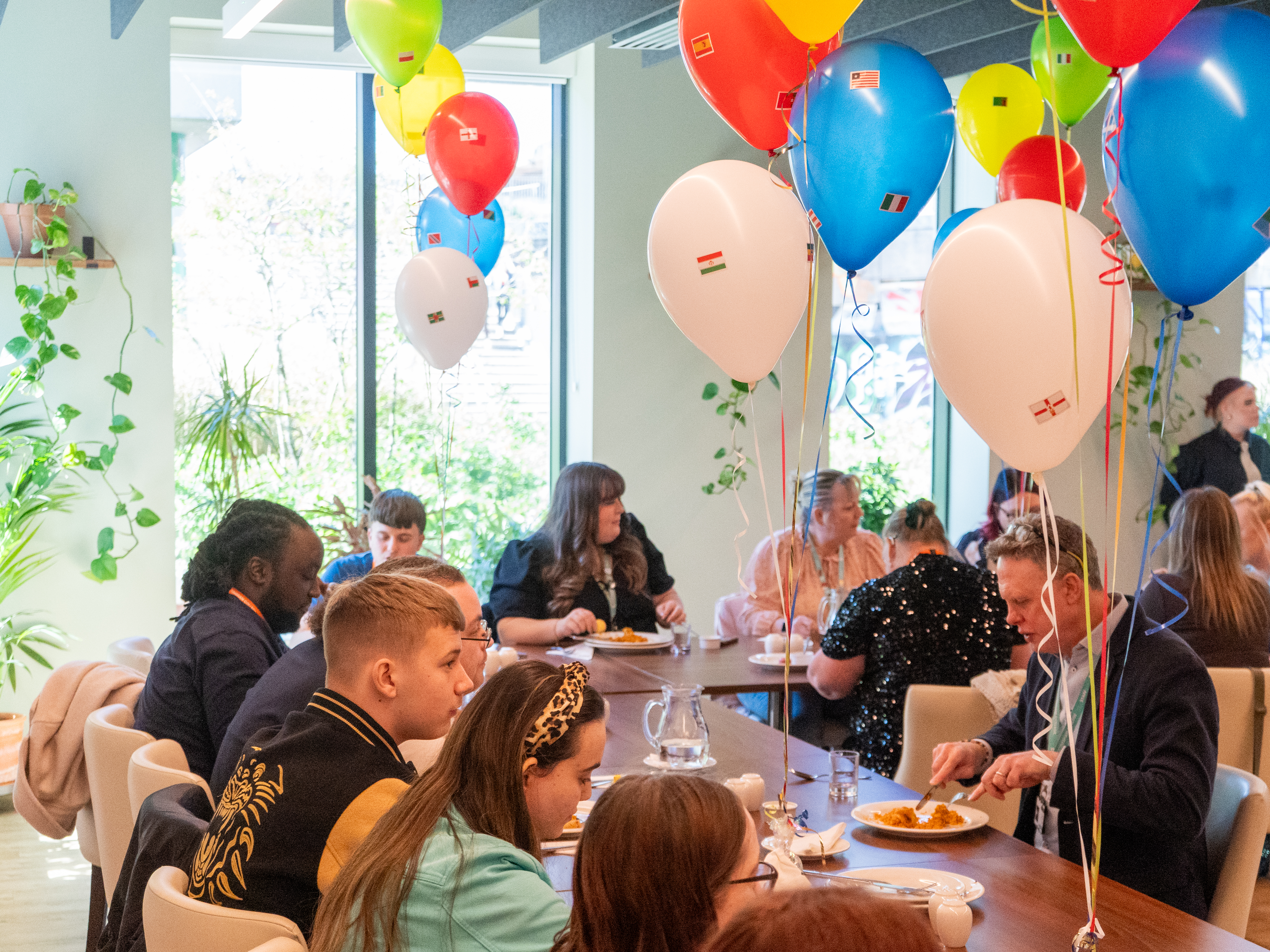 Students and staff enjoying their meal