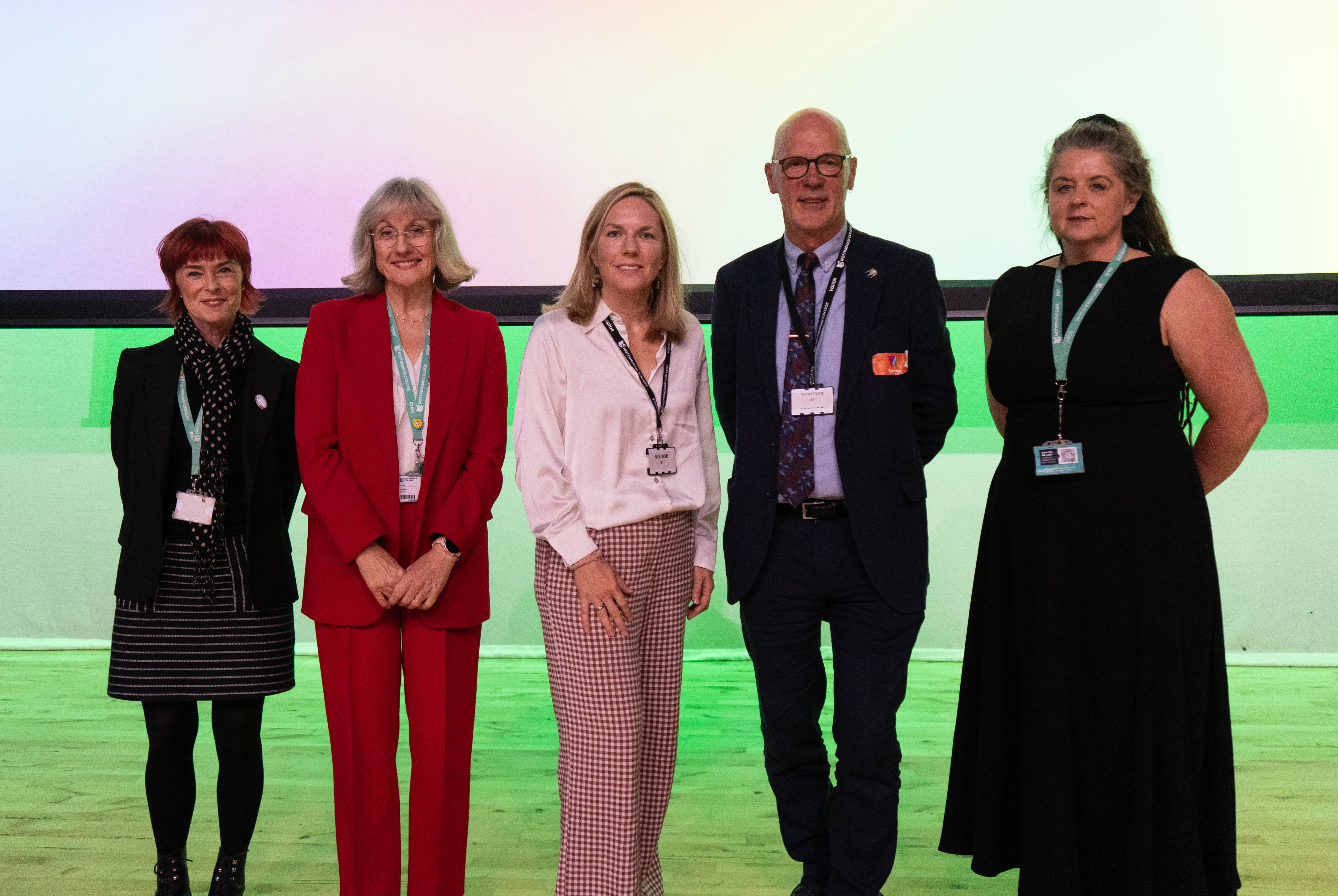 From left to right: Mandi Chandler (Assistant Principal - High Pavement Sixth Form), Janet Smith (Nottingham College CEO and Principal), Alice Veldtman (YCA Organiser), Nigel Cooke (YCA Founder and Organiser) and Michelle Rensler (Faculty Area Manager at Nottingham College) pose for a photo at the YCA Nottingham College Winner Dinner event.