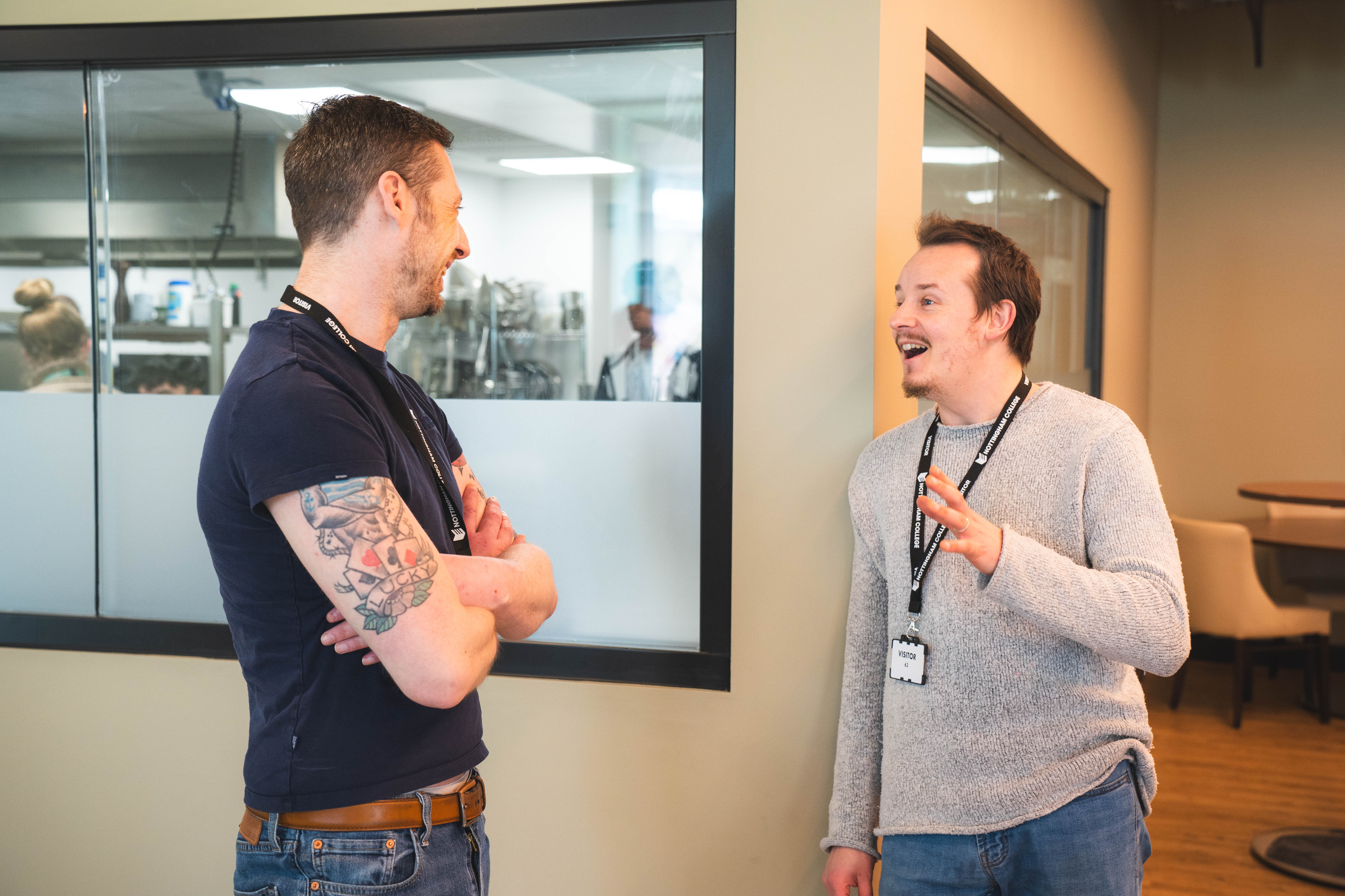 Two colleagues talking to each other
