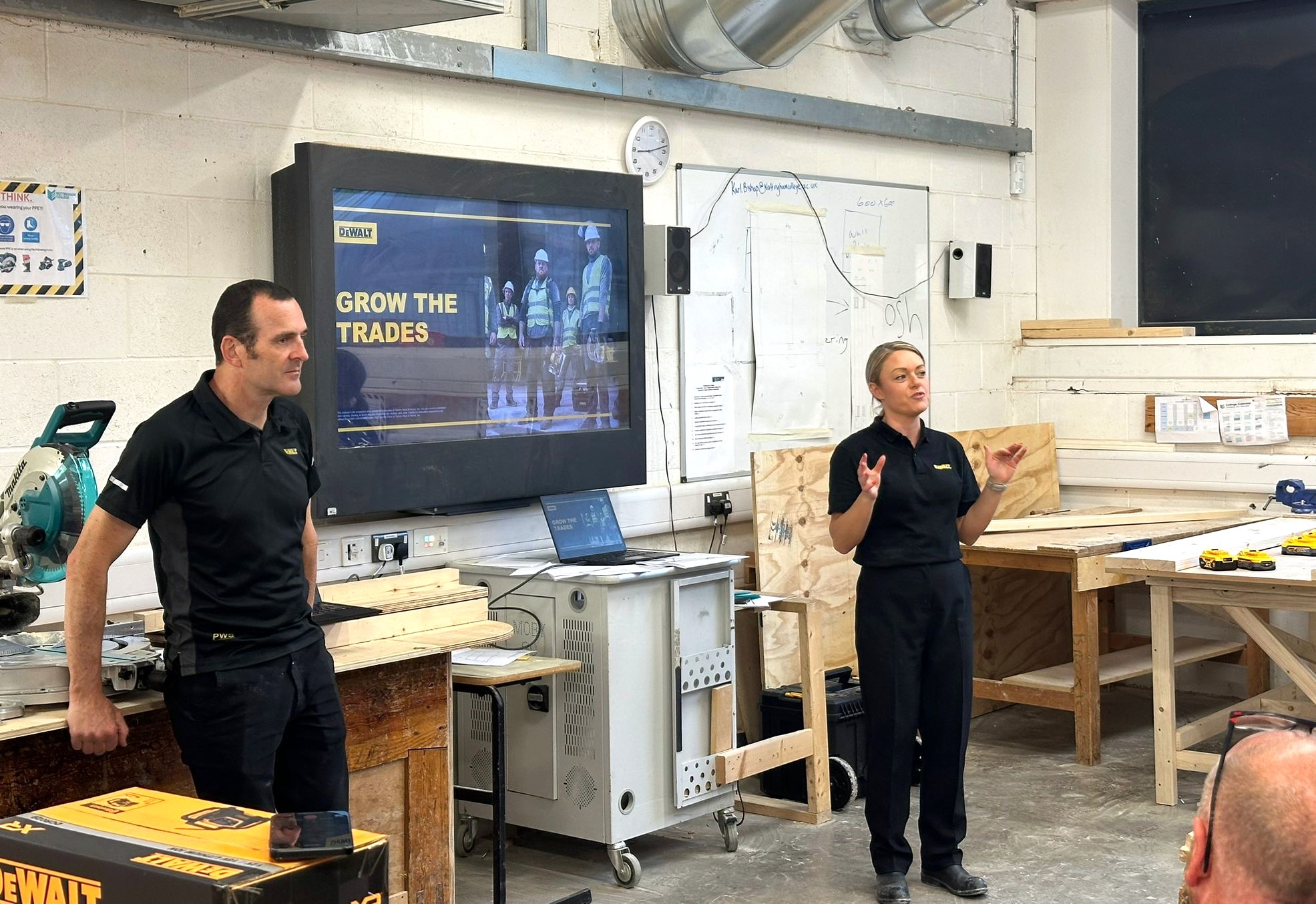 DeWalt staff presenting a class on the tools donated to the college