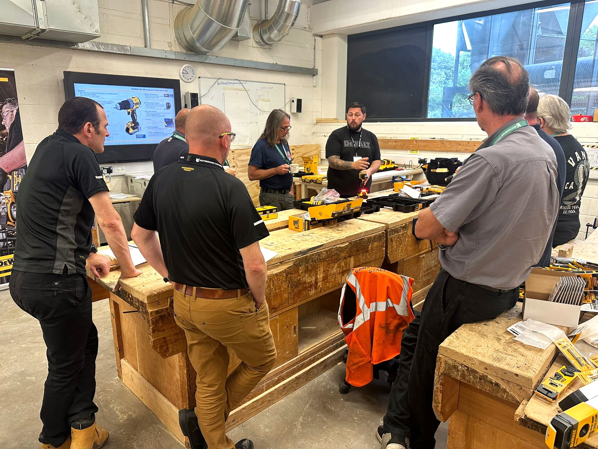 DeWalt providing a product demonstration to the staff