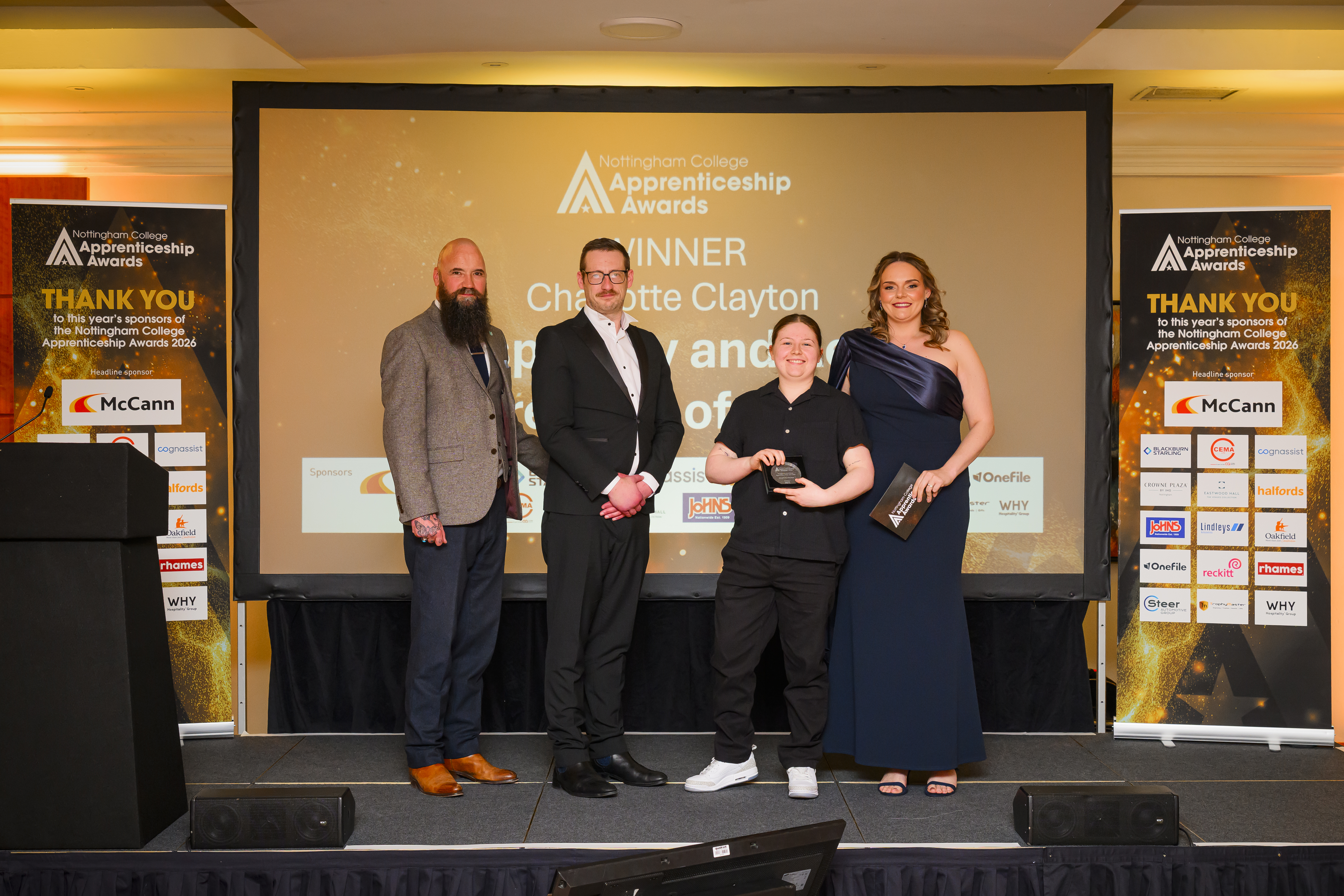 Charlotte Clayton receiving award