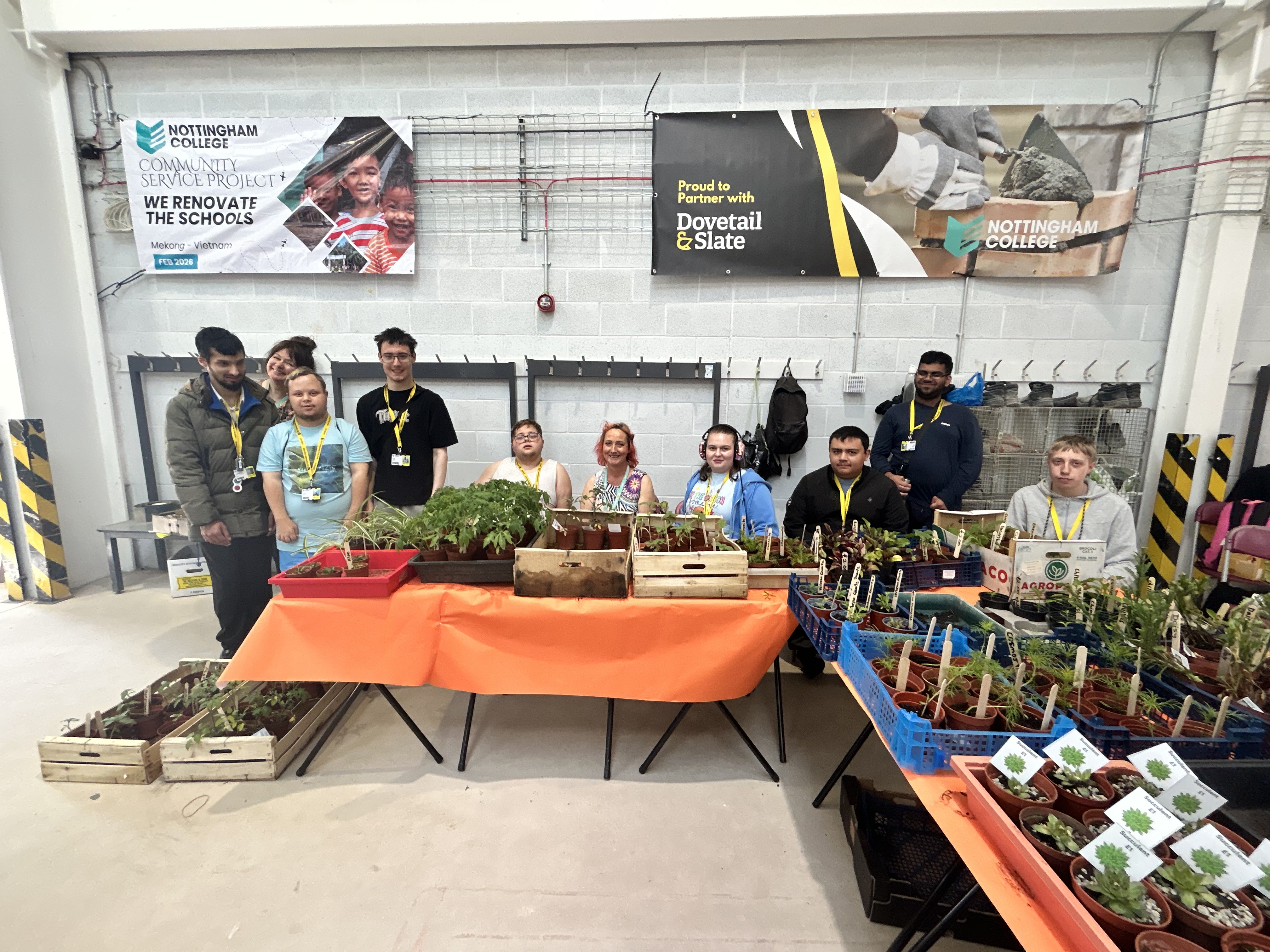 Gateway students at the plant sale stand