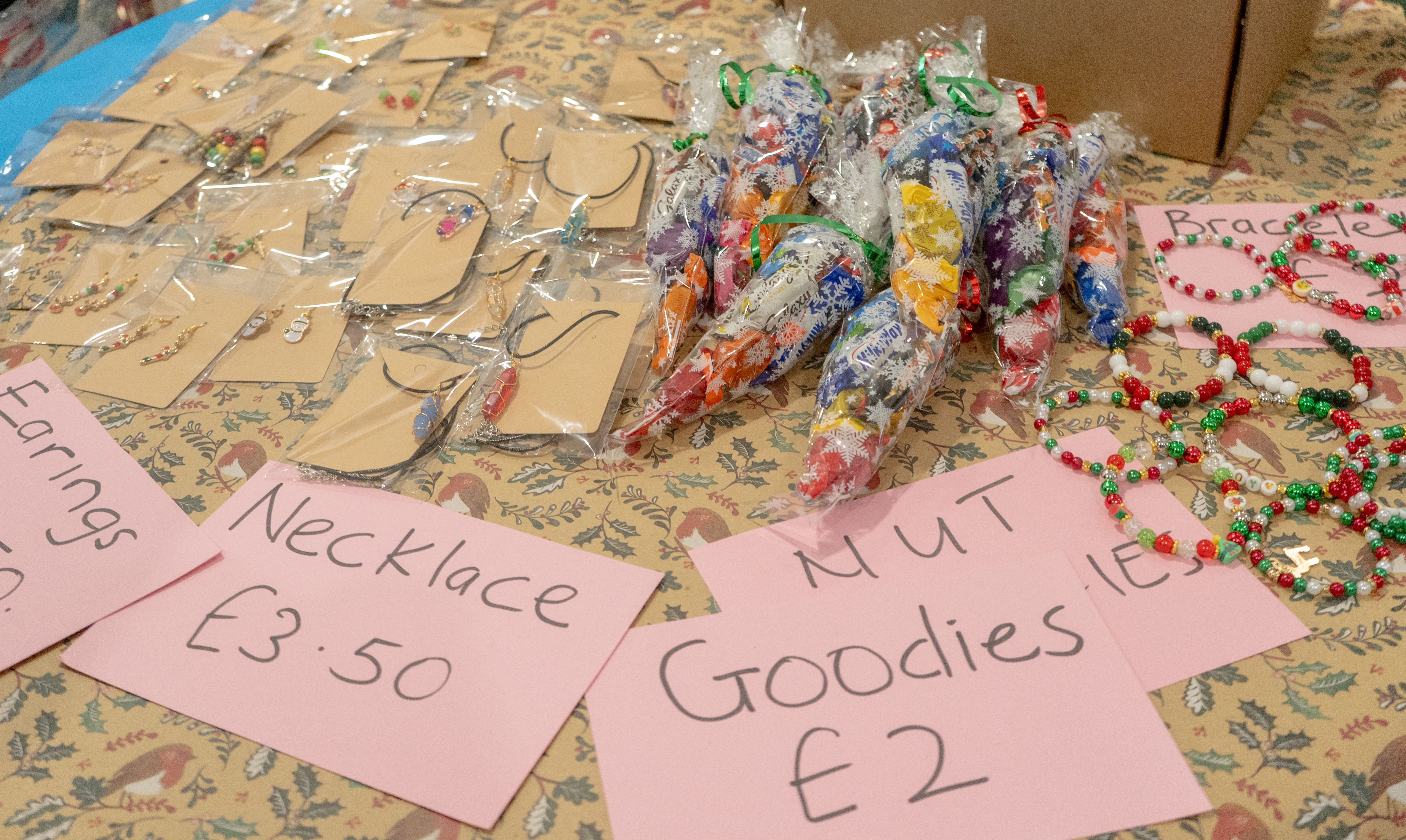 Stall selling necklaces, earrings and bracelets