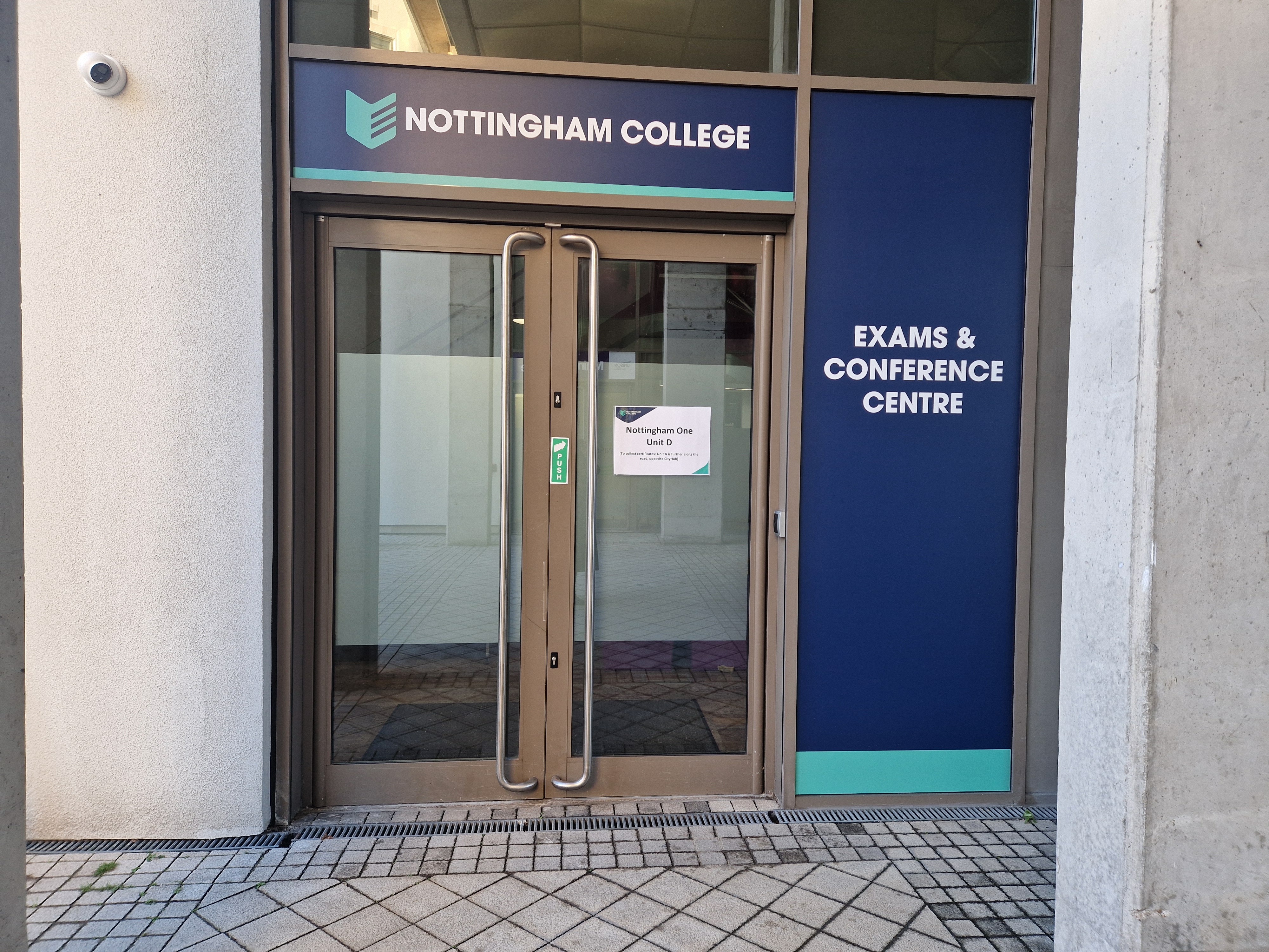 Front entrance of the exam and conference centre building