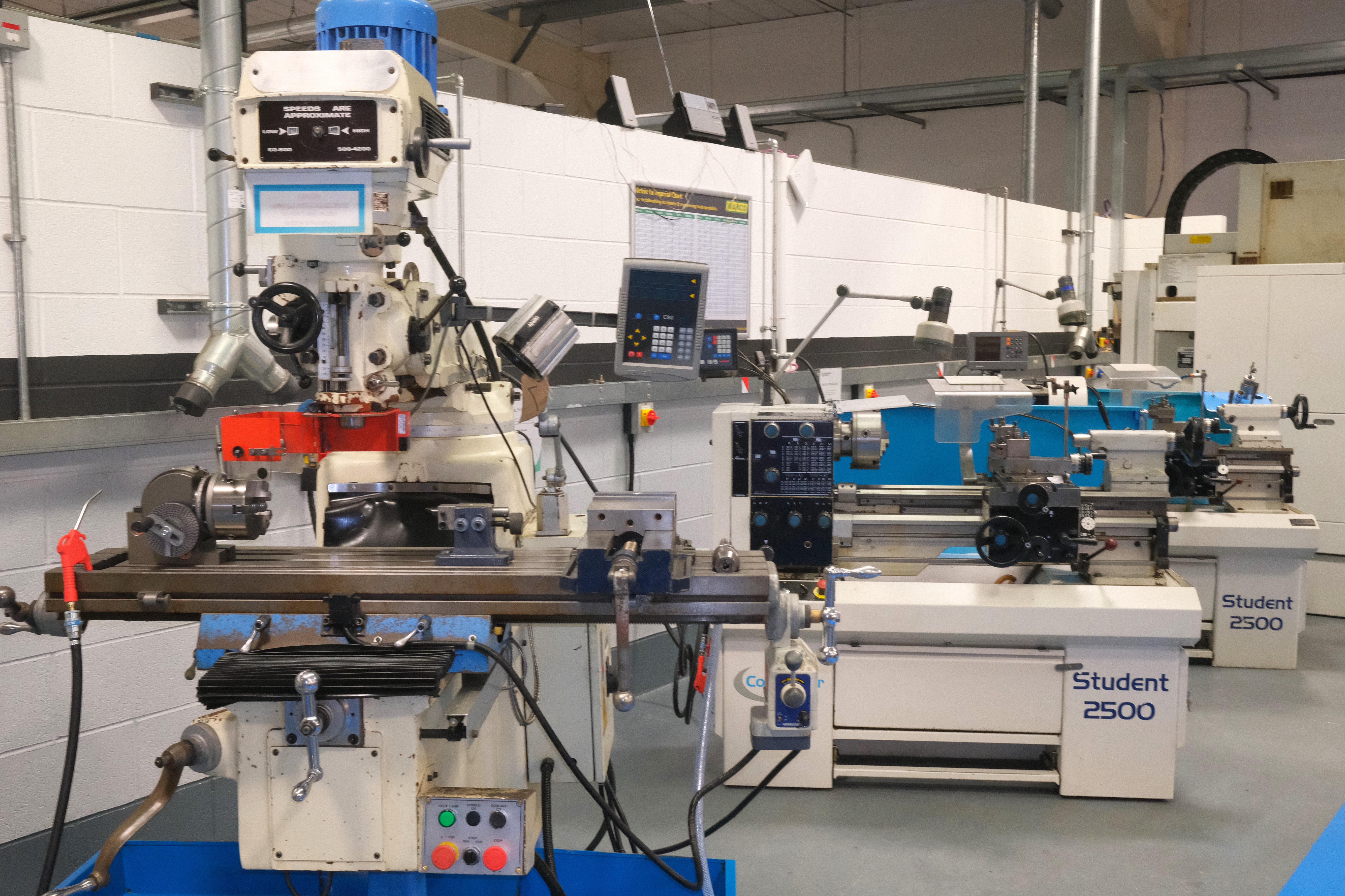 Engineering machines in a workshop.