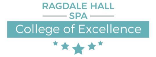 The Ragdale Hall Spa College of Excellence logo with five stars below the words.