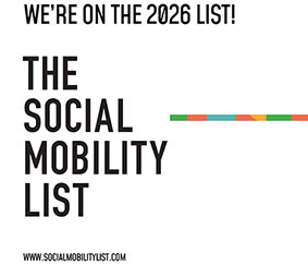 A logo saying 'We're on the 2026 list! The Social Mobility List.