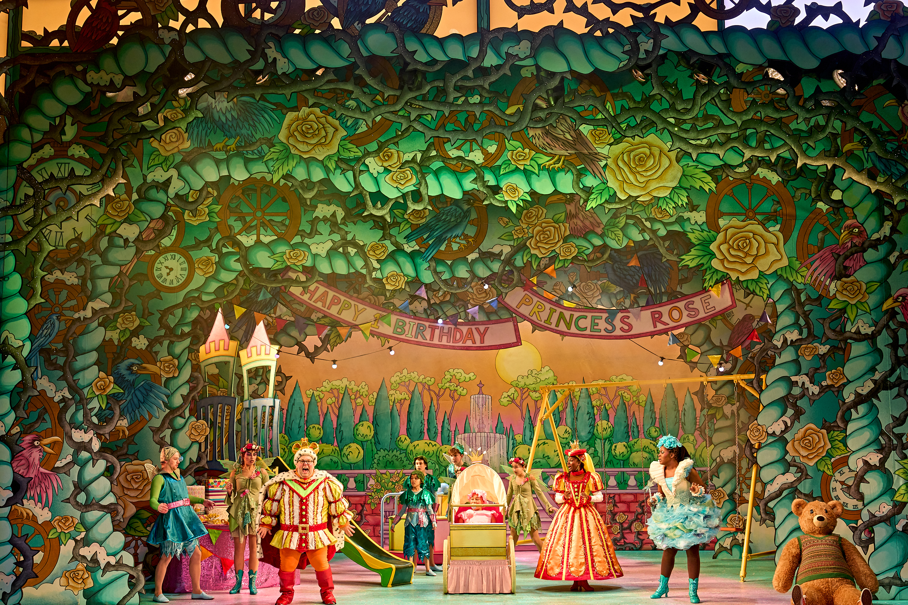 Sleeping Beauty cast on stage at the Nottingham Playhouse