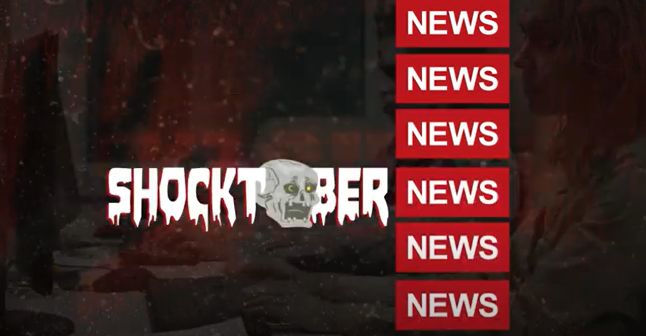 An image capture from the Shocktober newsreel.