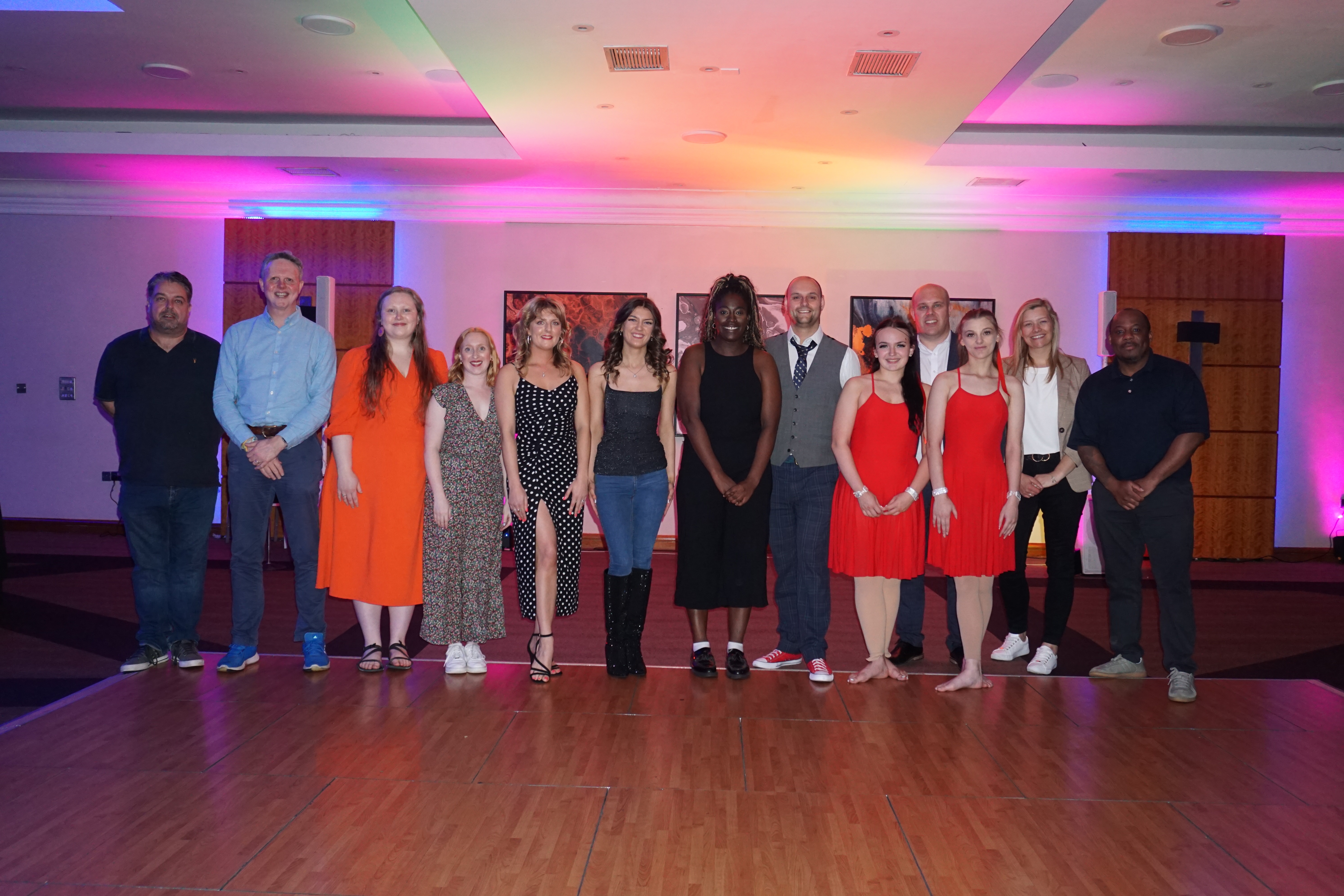 Group picture of the finalists and judges at the Crowne Plaza showcase