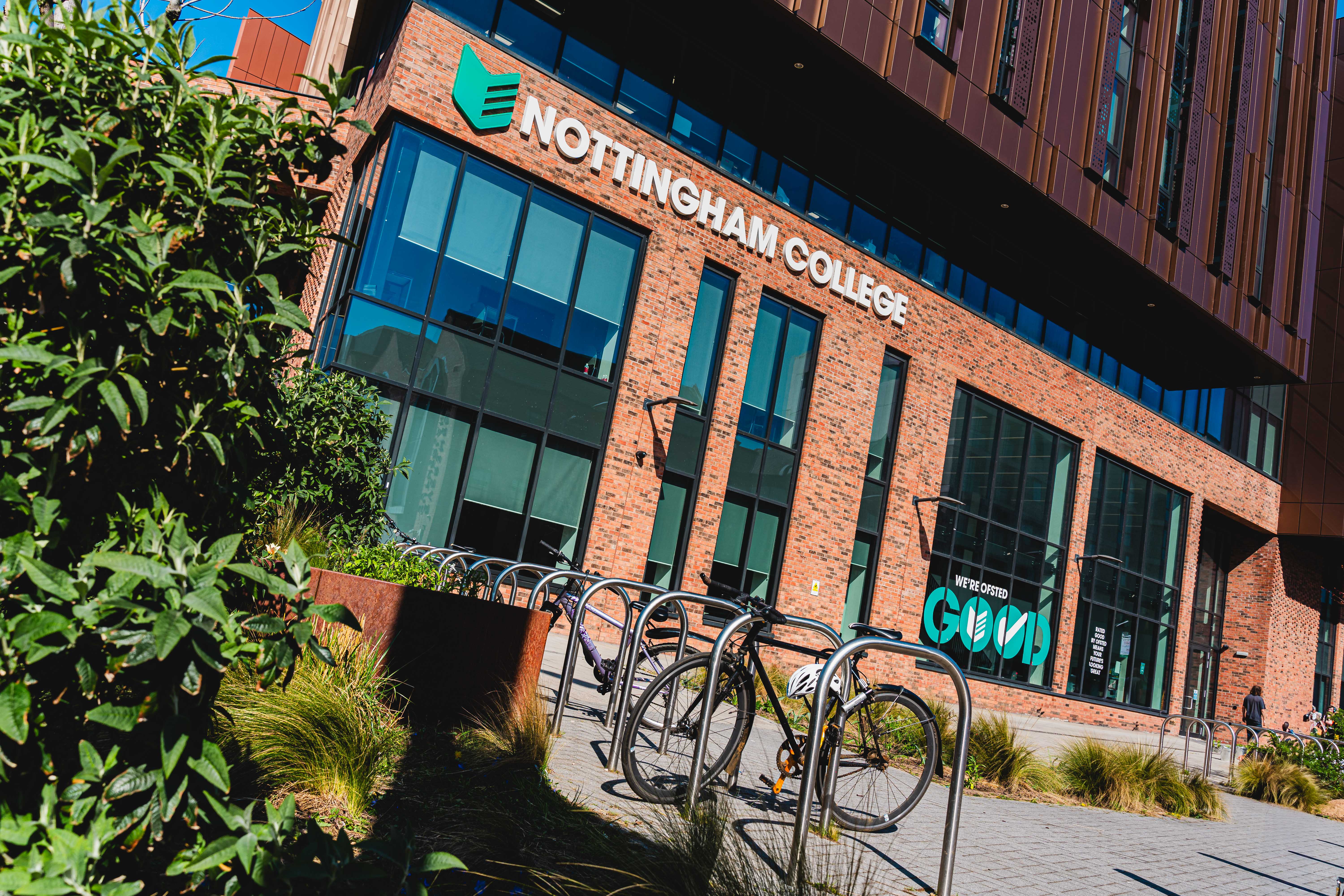Sunny outdoor shot of Nottingham College City Hub