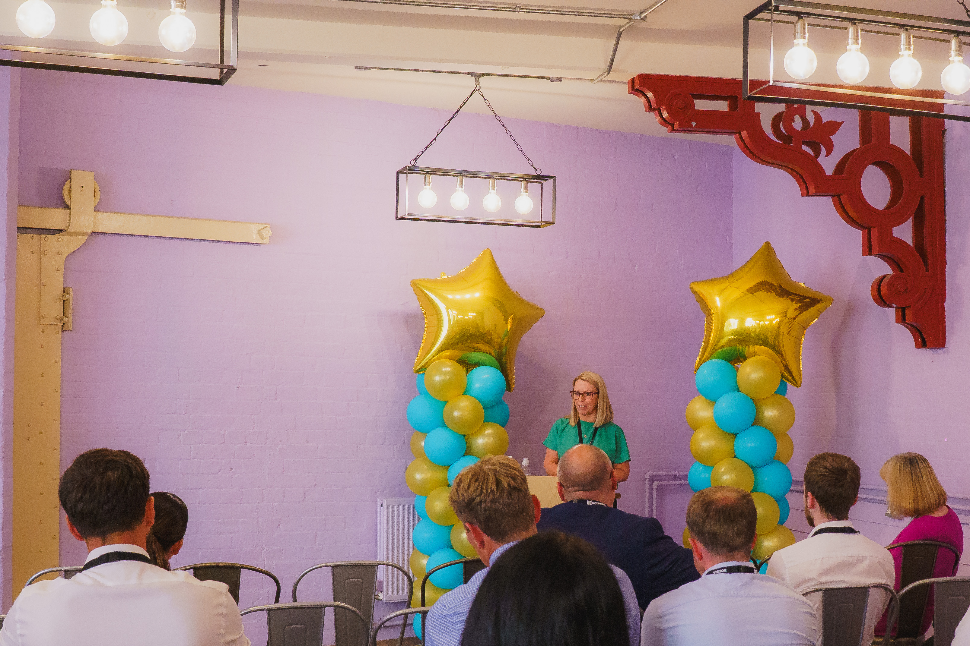 Nikki Patterson, Regional Director, Midlands at CBI talking to guests of the Partnership Celebration Day