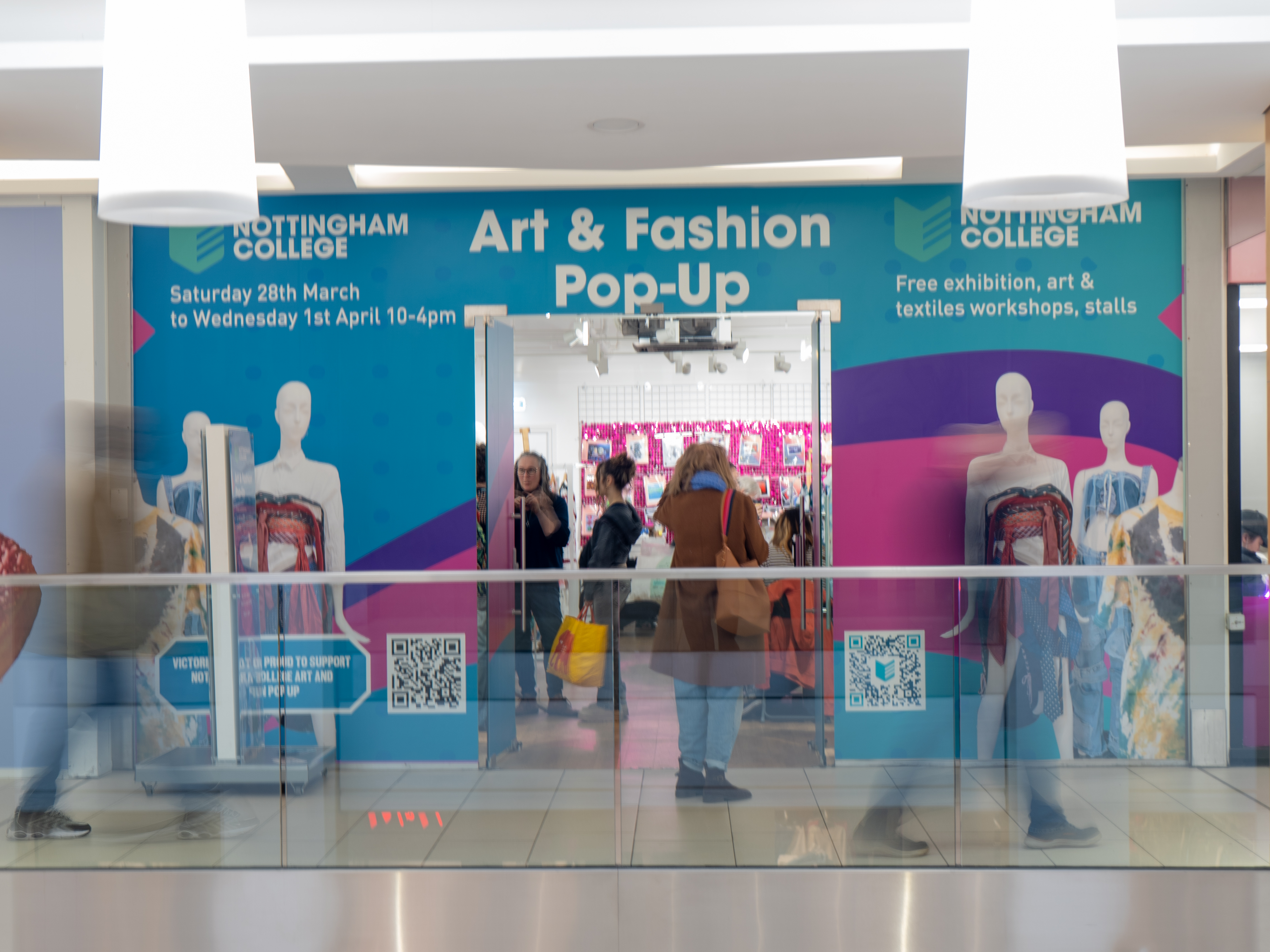 Front of shop where fashion and art students exhibited their work, sold crafts and hosted free workshops.