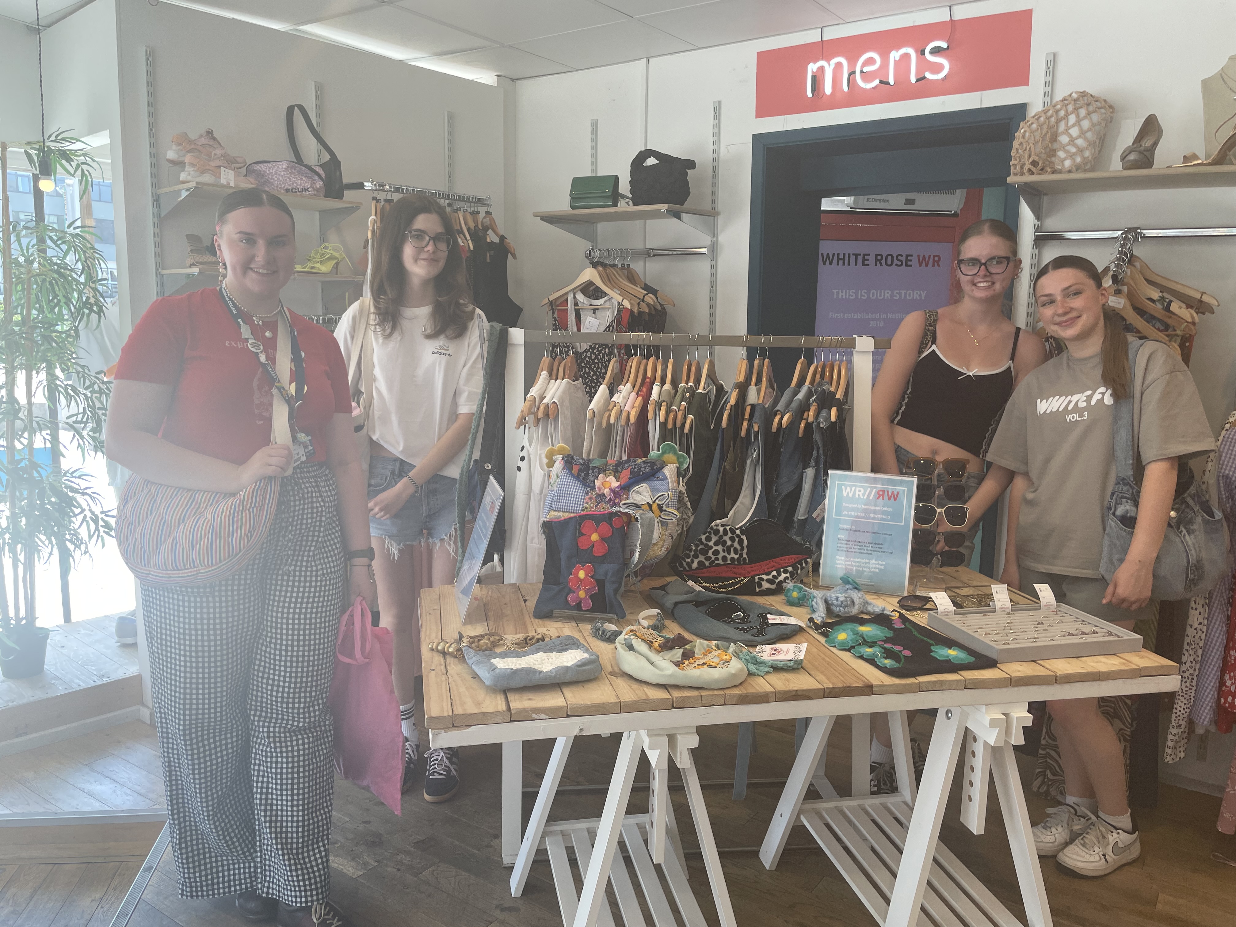Nottingham College students inside White Rose clothing store